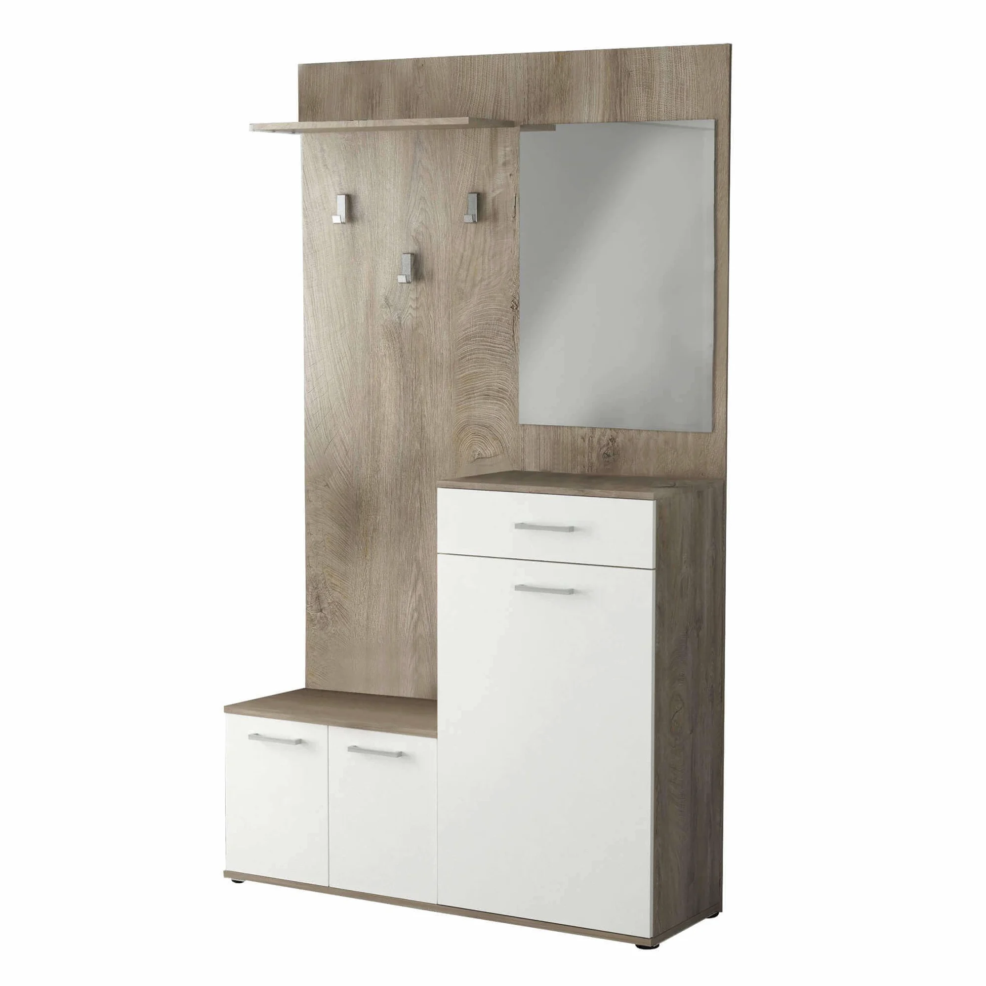milani home Mobile Ingresso di Design Moderno con Appendiabiti Specchio e scarpiera