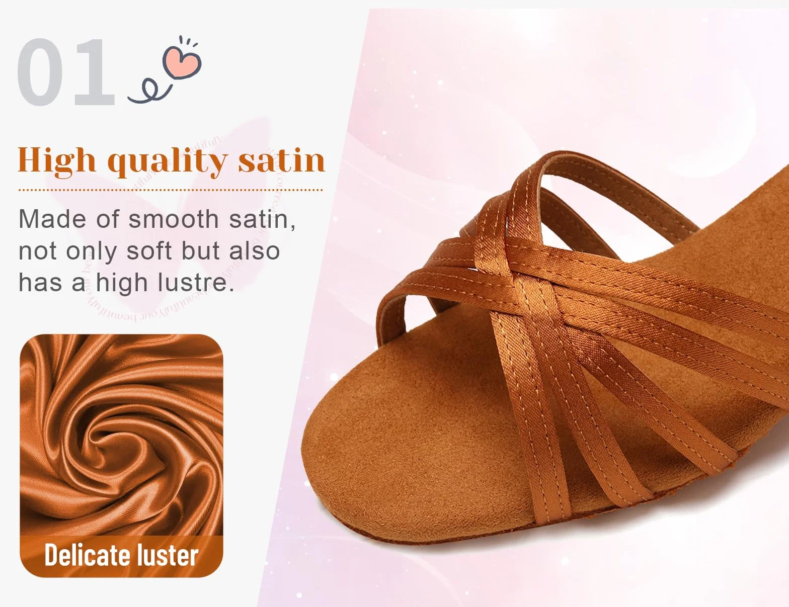HROYL Scarpe da Ballo Latino Americano Ragazza Salsa Bambina Tacco 4cm