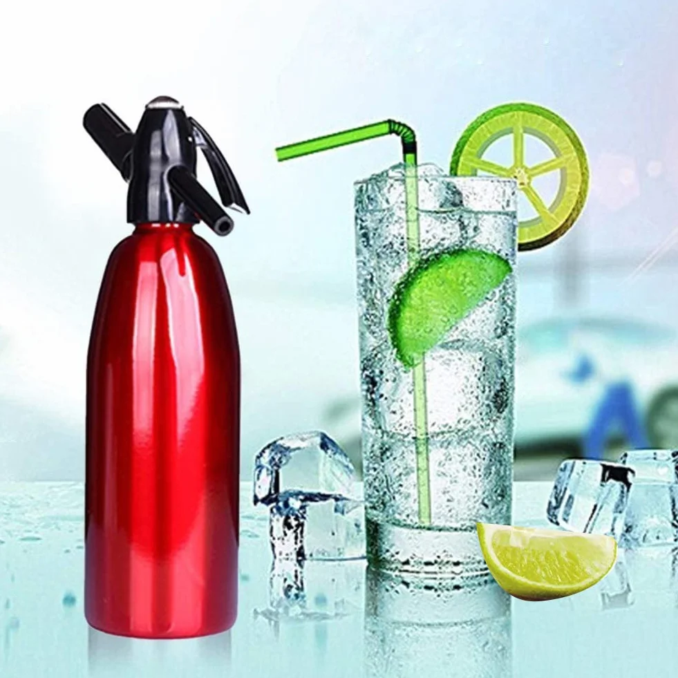 1 Litro Di Soda Sifone Bottiglia, Soda Sifone Seltz Cocktail Barista Acciaio Inossidabile, Produzione Di Soda Gassata Acqua Frizzante Per Succhi Di Bevande Cocktail (red)