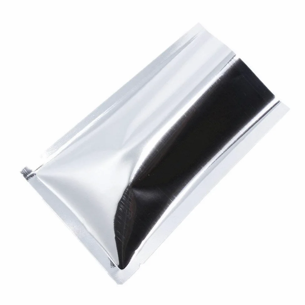 200 Sacchetti Mylar Sottovuoto, Argento, 15x22cm | Pellicola colorata, Apertura superiore, Sigillabili, Per alimenti, Con tacche