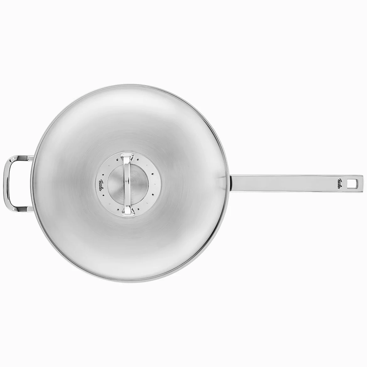 Fissler Original-Profi Collection, Padella Wok in Acciaio Inox Diametro 32 cm, 6.4 L, Coperchio in Metallo, Multistrato Premium A 5 Strati, Distribuzione Ottimale del Calore, Compatibile Induzione