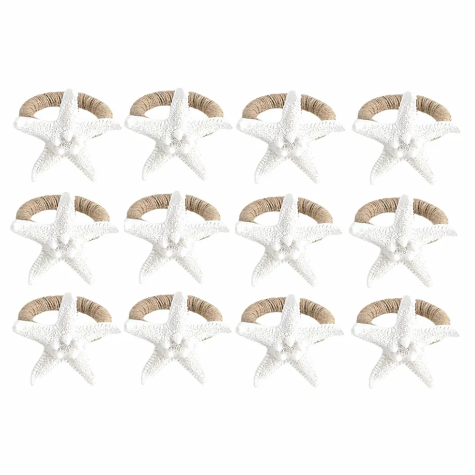 Set di 12 Portatovaglioli, Anelli per Tovaglioli con Stelle Marine Spinose per Decorazioni da Tavola, Porta Tovaglioli con Stelle Marine per Decorazioni da Collezione
