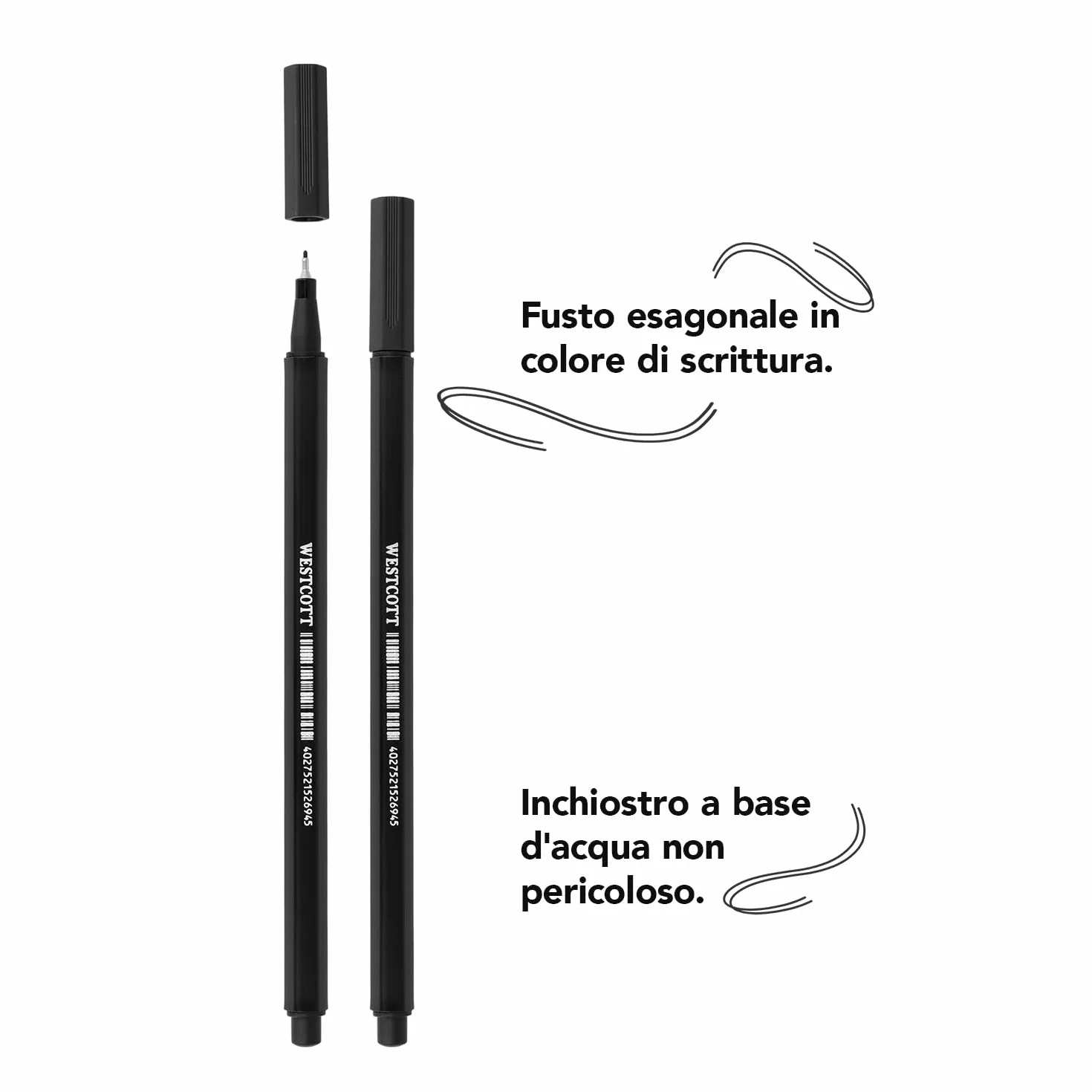 Westcott STORYLINER Fineliner Nero 0,4 mm 10 pezzi