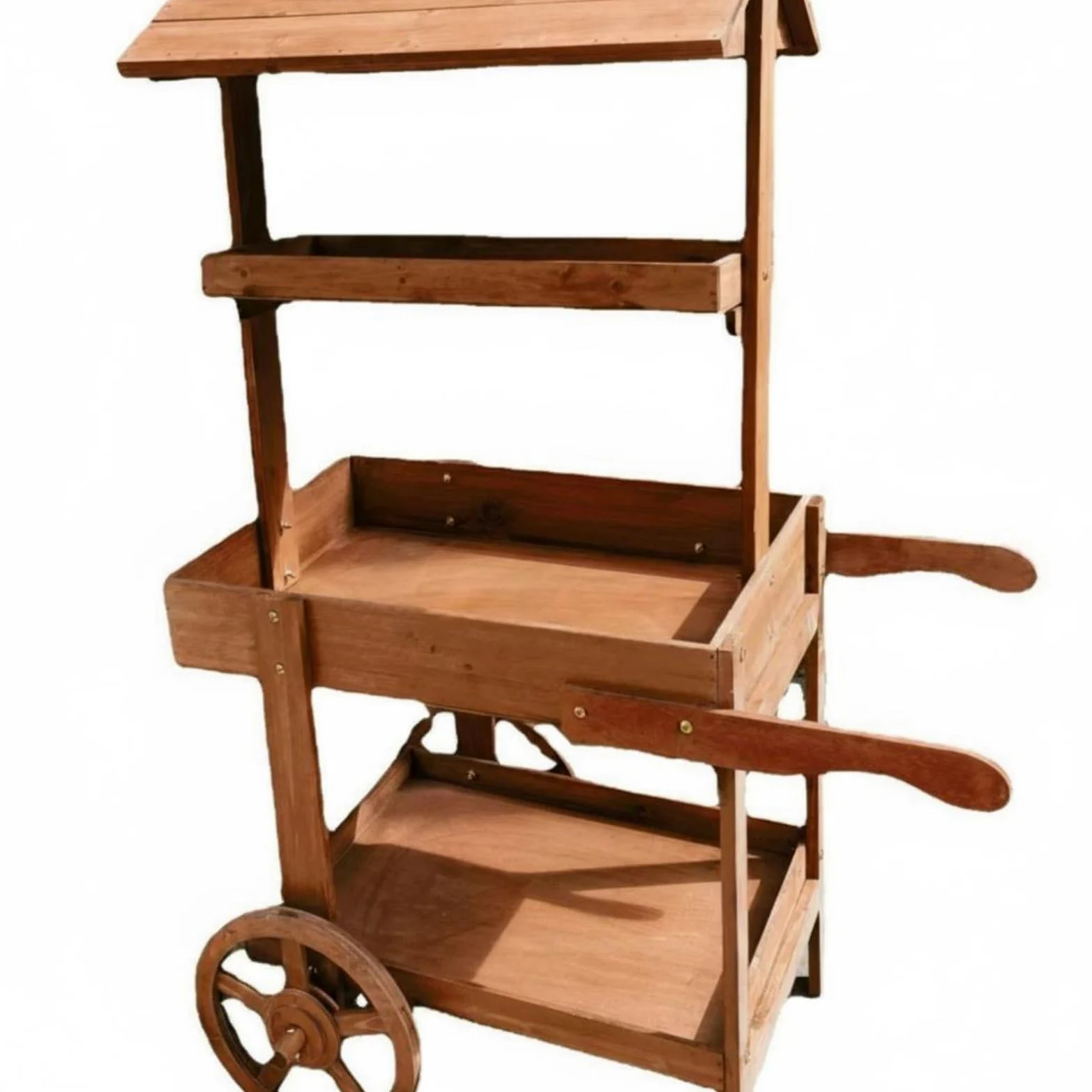 Carrello Espositivo Vintage Carrello Fioriera Scaffale Porta Piante Carrello Pieghevole Carrello in Legno Robusto Texture Rustica per Oggetti Adatto, Marrone Scuro