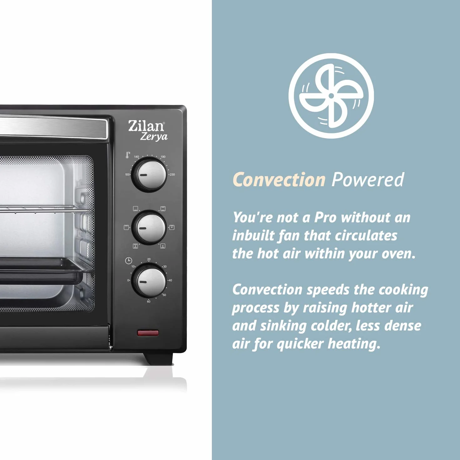 Forno elettrico a convezione Zerya 45 L 2000 W 230° programmabile timer 60 min spegnimento automatico