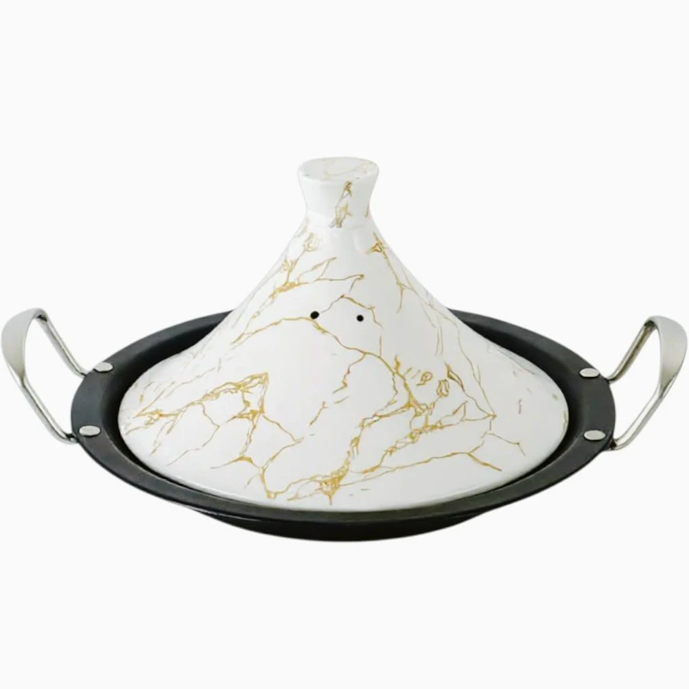 Royal Swiss Tajine 38 cm – Acciaio inox, rivestimento antiaderente, coperchio in porcellana – Adatto a tutte le fonti di calore, induzione, gas, elettrico – Cottura sana