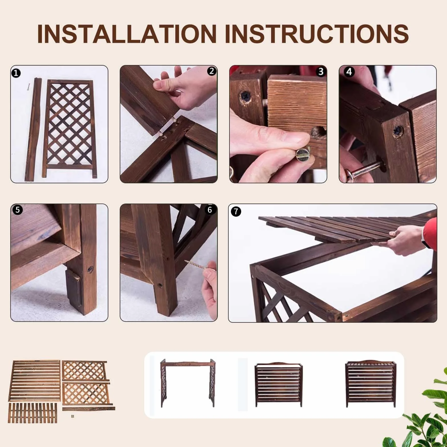 Copri Condizionatore da Esterno in Legno Ispessito 95x40x89cm per Giardino