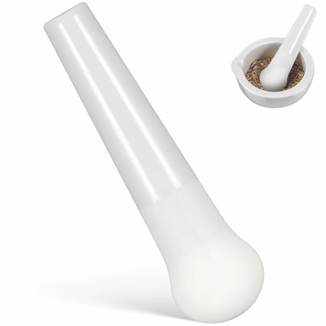 PRETYZOOM Macinino aglio in porcellana, accessorio per la cucina, trituratore a mano, tritatutto per l'aglio, pestello in ceramica, pestello bianco