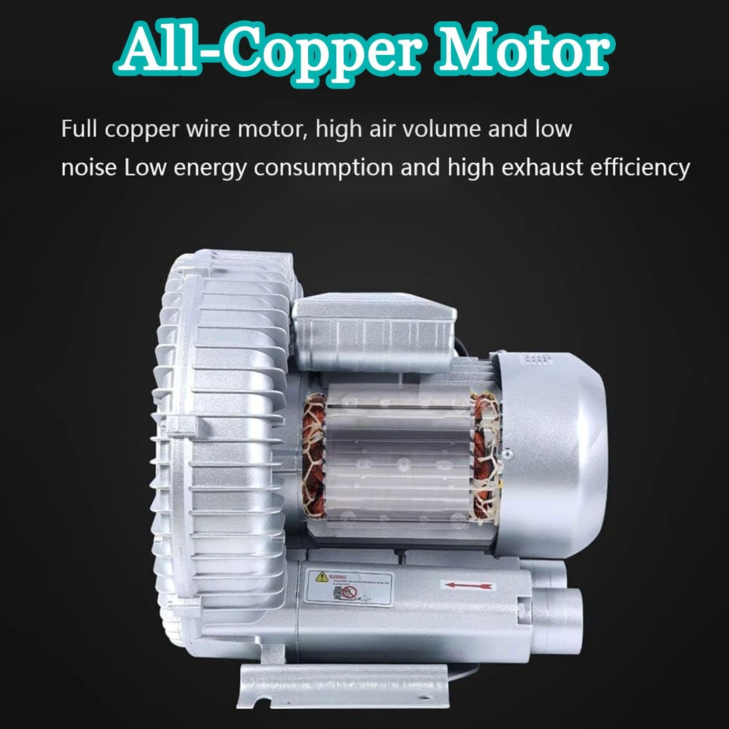 Soffiante Rigenerativo Ad Alta Pressione, Soffiante Vortex, Elettricità Trifase,380 V, Pompa per Vuoto Industriale per Soffiaggio O Aspirazione Dell'aria,370W/0.5HP