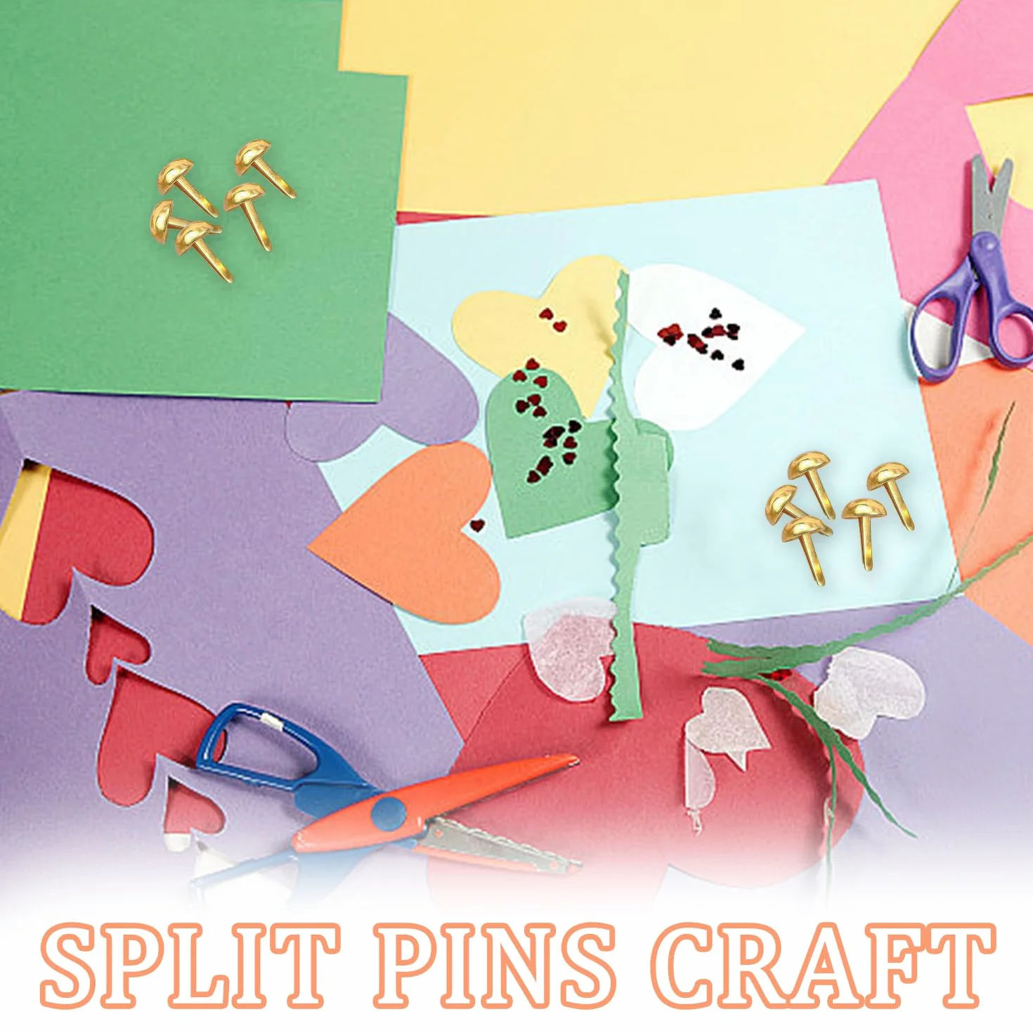 300 Pezzi Metallo Fermacampioni Piccoli, 8 x 16mm Fermacampioni Piccoli, Mini Scrapbooking Brads, Chiodi ad Angolo a Due Gambe, Oro Ferma Fogli Rotondi di Carta, per Scrapbooking DIY