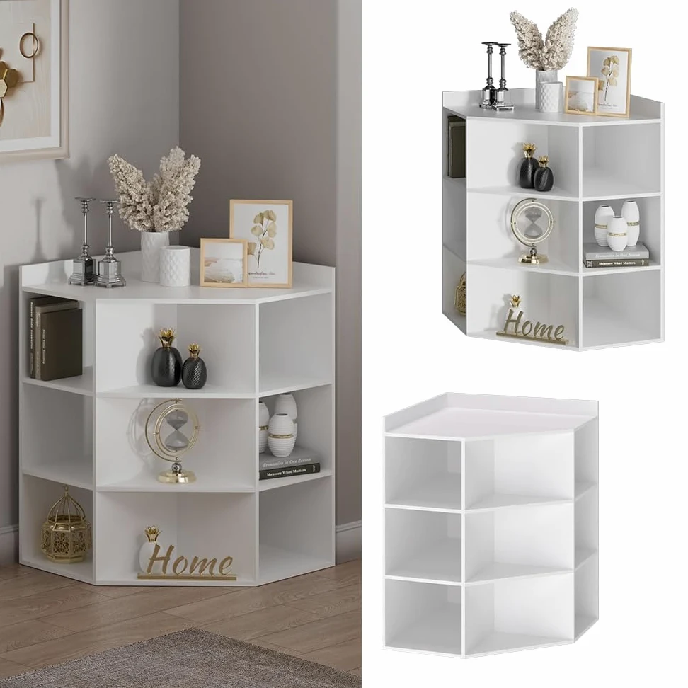 Vicco Scaffale angolare Elina, Bianco, 60 x 80 cm, per conservare ed esporre libri o oggetti decorativi