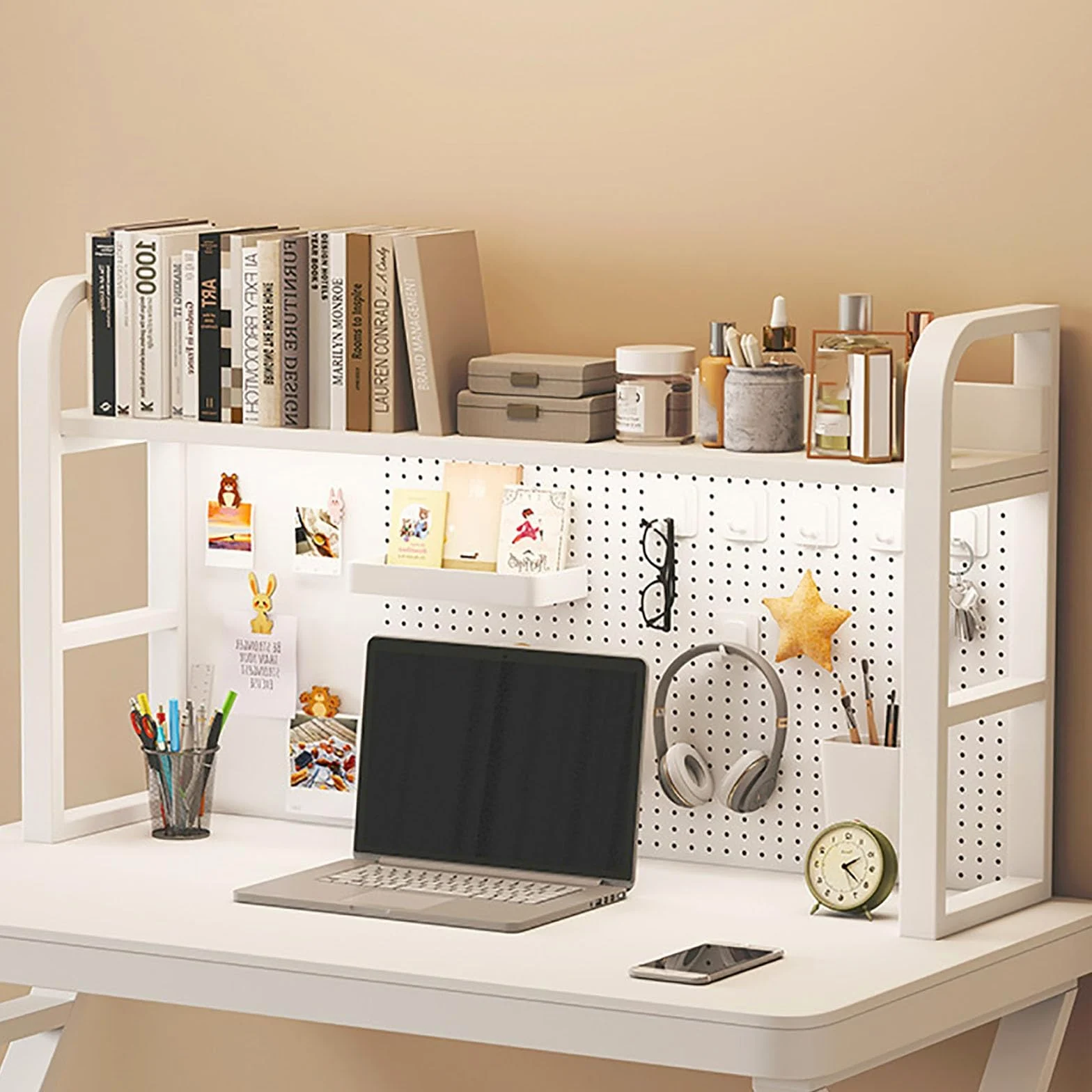 Scaffale da Scrivania Libreria da Tavolo Industriale per Scrivania del Computer, Scaffale Multiuso per Mensola da Scrivania per Uso in Dormitorio di Home Office(95 * 66cm/37 * 26in)