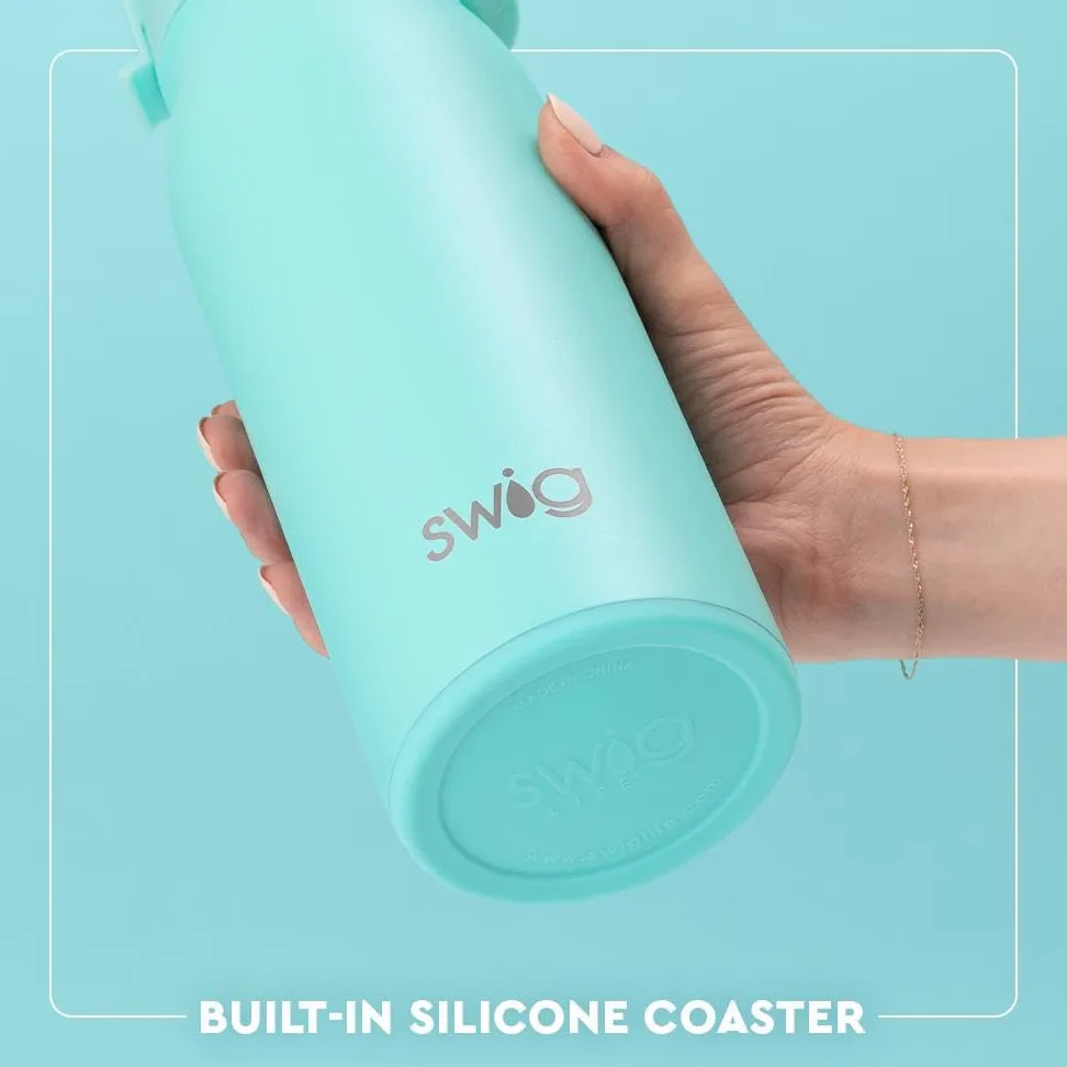 Swig Life Borraccia termica da 1020,6 ml, bottiglia d'acqua da viaggio con cannuccia e coperchio, adatta per portabicchieri, in acciaio inox (calcio laterale)