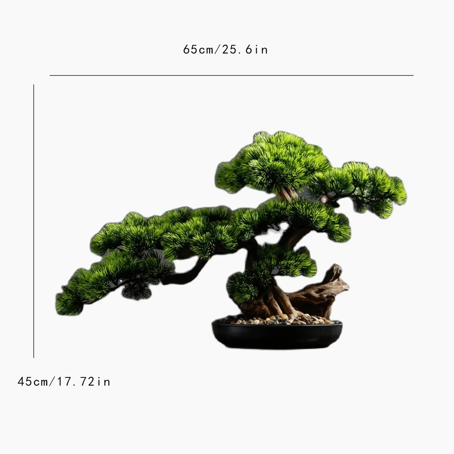 Bonsai artificiale, albero di pino bonsai artificiale, 43 cm, decorazione realistica, pianta artificiale in vaso, per esposizione desktop