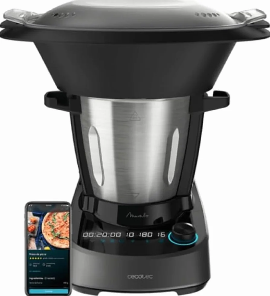 Cecotec Robot da Cucina Multifunzione Mambo 11090. 1600W, 37 Funzioni, APP, Bilancia e Brocca da 3,3 Litri in Acciaio Inox Adatto per Lavastoviglie, Ricettario e Accessori
