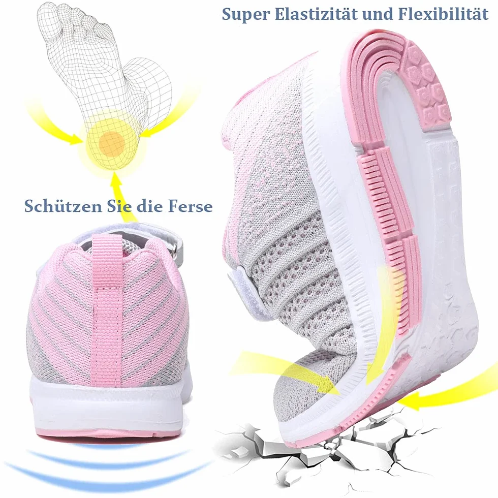Scarpe Ginnastica Bambine Ragazzi Corsa Sportive Running Unisex Grigio Rosa