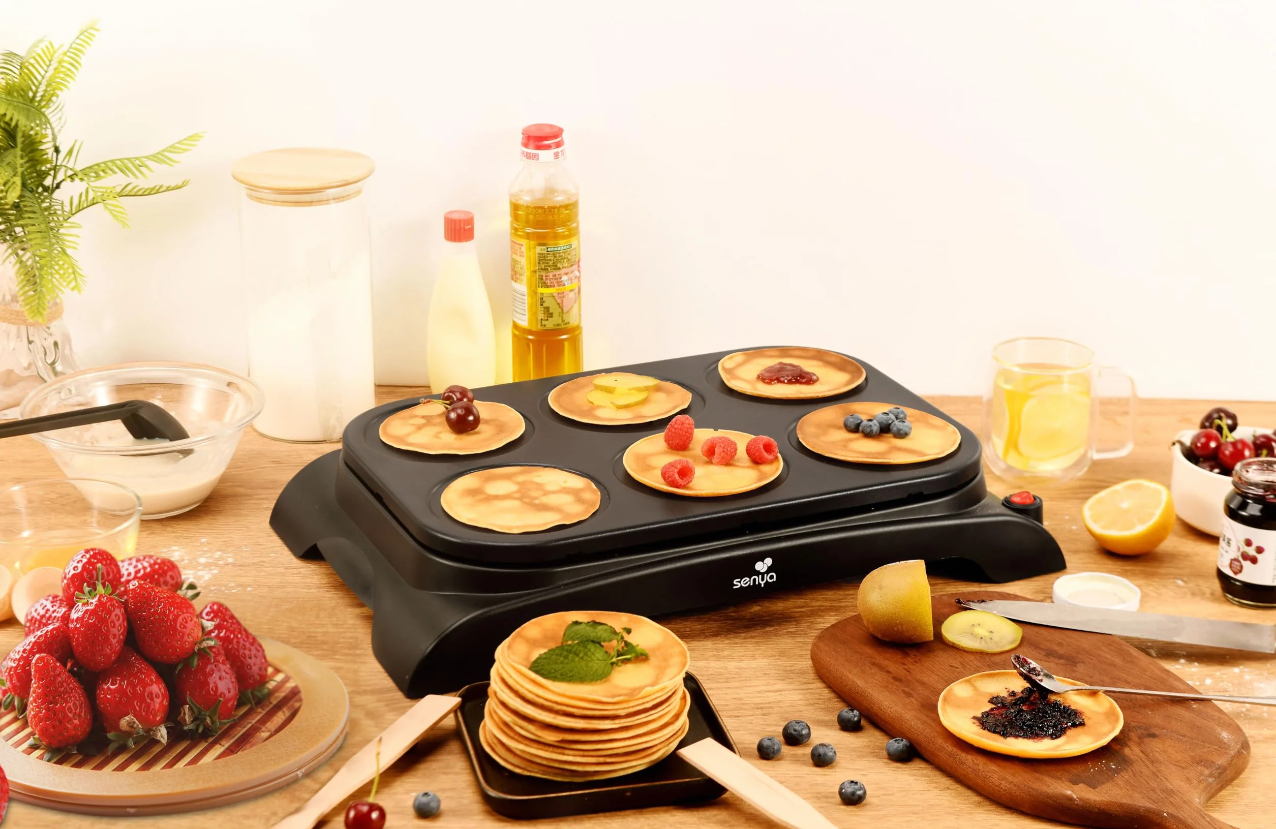SENYA Crêpière elettrica 1000W Piastra antiaderente Ø11,5 cm per crêpes pancakes