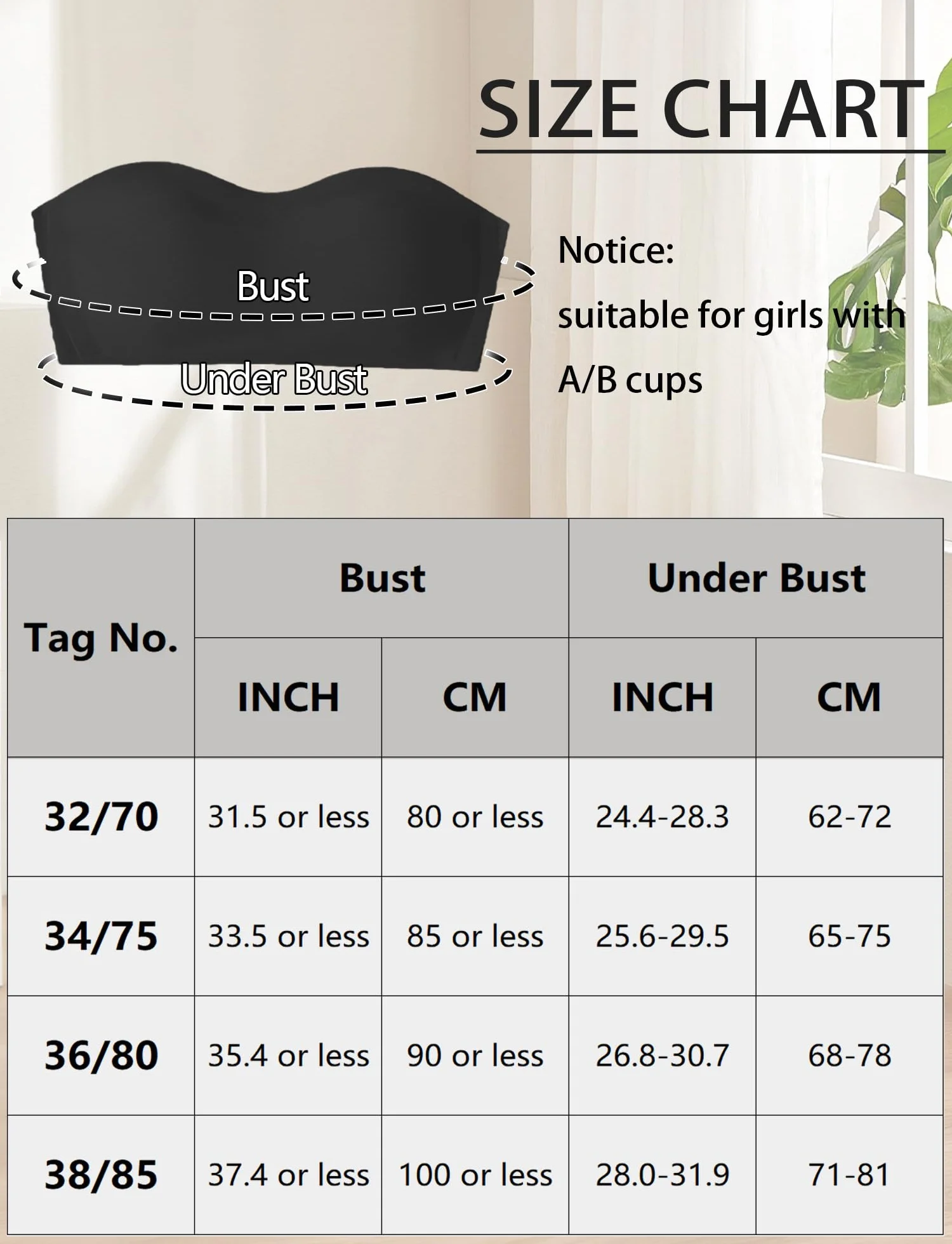 Happy Cherry Reggiseno Bandeau Senza Spalline Traspirante 2 Pezzi