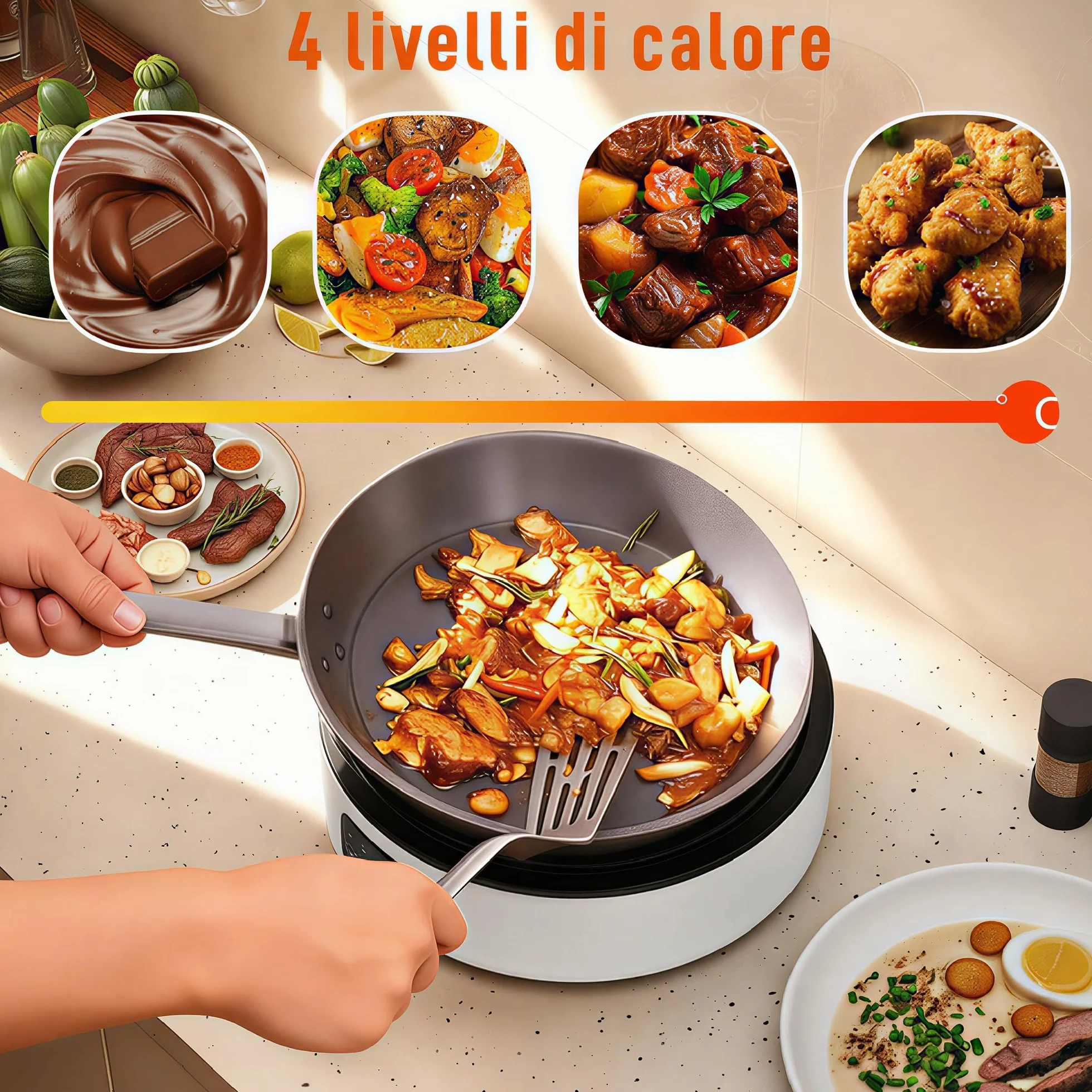 HOMCOM Piastra Elettrica a Infrarossi Portatile 2000W 2 in 1 Vetroceramica 4 Livelli Potenza Ø30cm