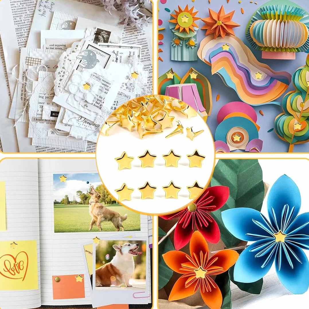 Fermacampioni Decorativi a Forma di Stella - Clip in Metallo Dorato per Scrapbooking