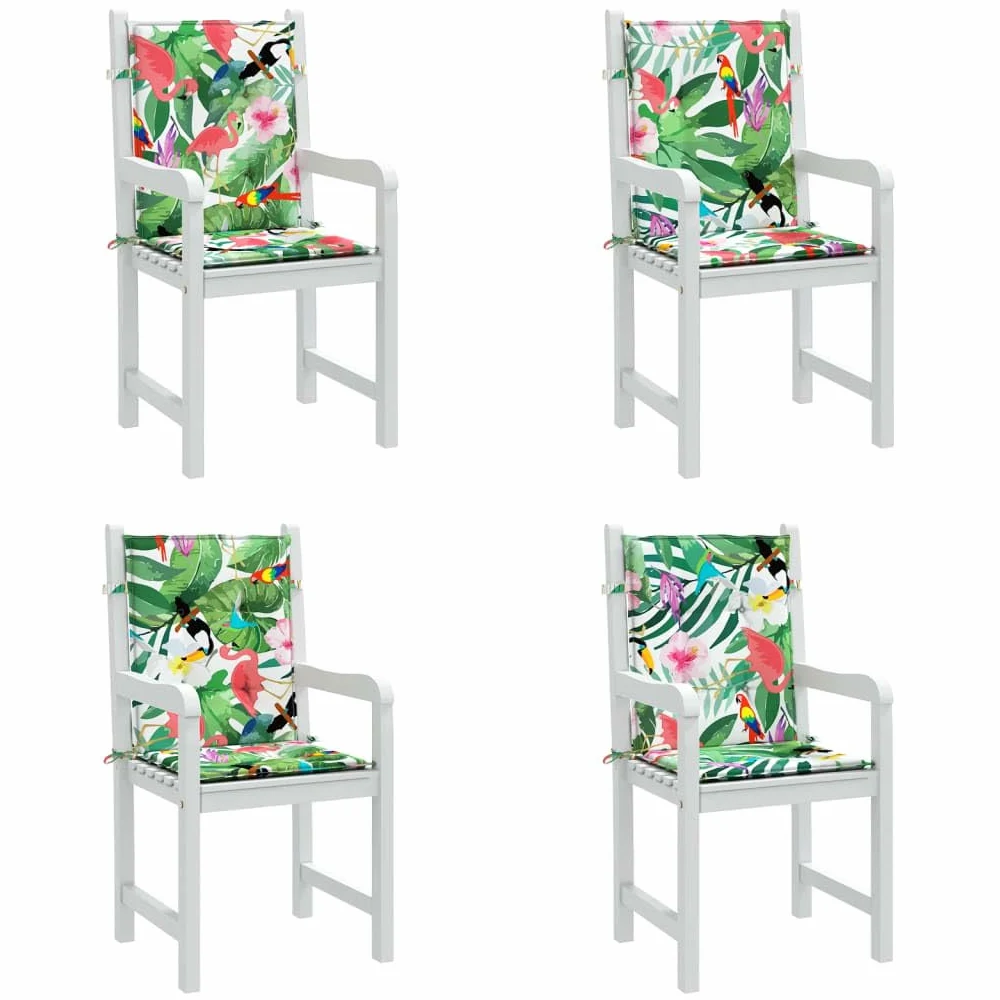 4 cuscini imbottiti per sedia a schienale basso, in tessuto di poliestere, antiscivolo, con lacci ed elastico, per sedie da giardino, terrazza, sala da pranzo, ufficio, uso esterno
