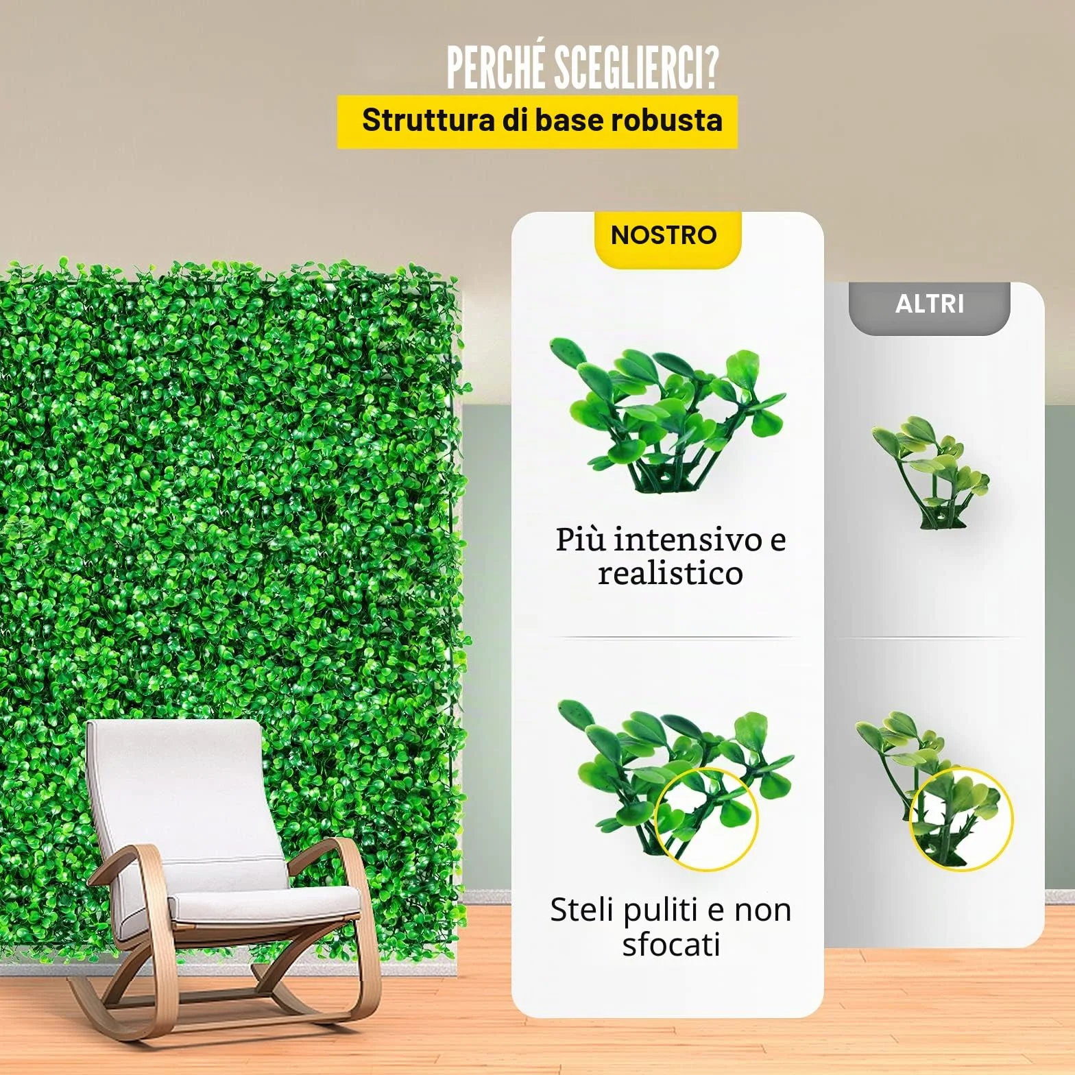 VEVOR 24 Pezzi Artificiale Pannello da Siepe di Bosso, 25,4 x 25,4 cm, Siepi Artificiali, Recinzione Artificiale Bosso, Edera Finta Effetto Realistico Decorazione Plastica Verde, Spessore da 4 cm