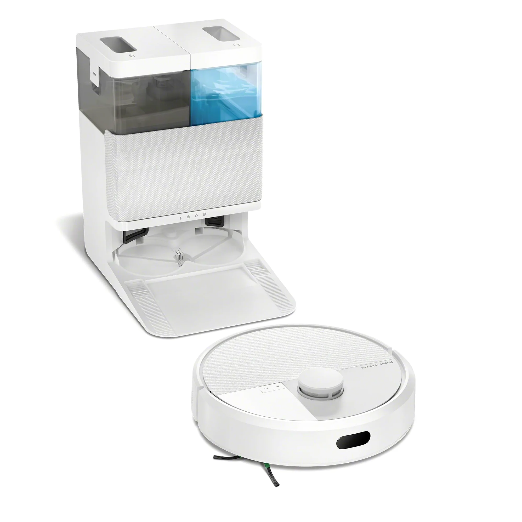 iRobot Roomba Plus 405 Combo + Stazione AutoWash, Robot Aspirapolvere Lavapavimenti, LiDAR, Rilevamento Tappeti, Previsione Pulizia Pavimento, DualClean, SmartScrub, Controllo Vocale e App, Bianco