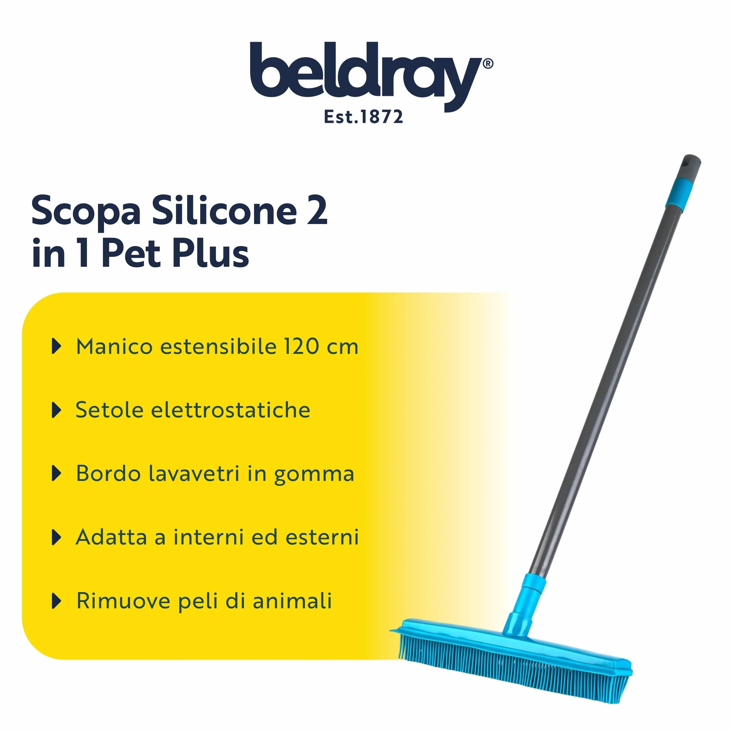 Beldray Pet Plus+ Spazzola 2 in 1 Lift & Trap Testa in gomma antigraffio per peli animali pavimenti duri finestre