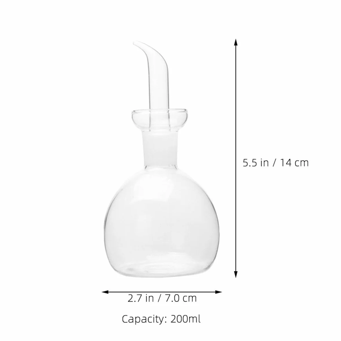 Ipetboom Bottiglia di Olio in Vetro Trasparente da 200ml Beccuccio Anti-perdite, Contenitore per Olio e Aceto per Uso Domestico e Professionale, Design a Tenuta Stagna