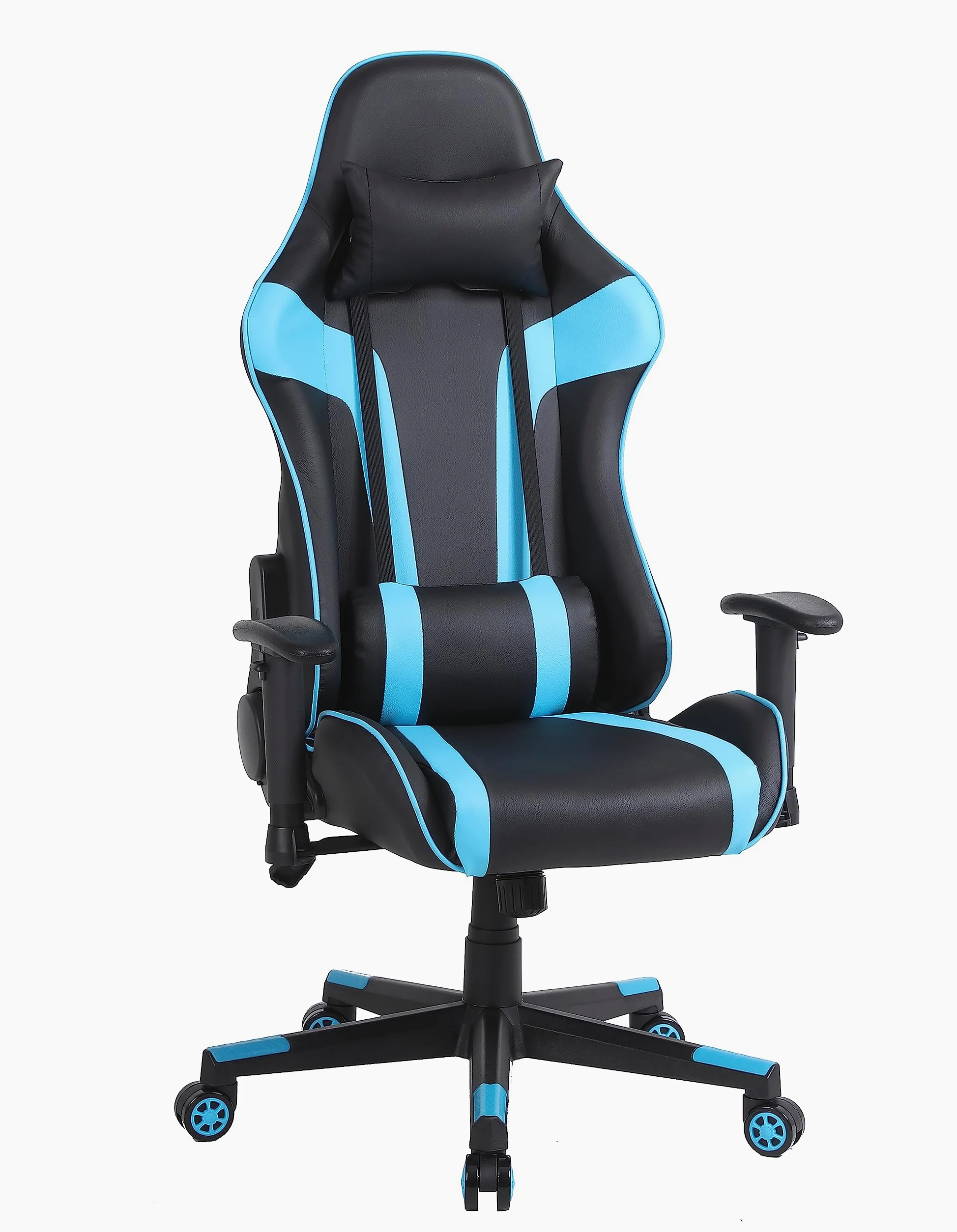 Sedia da Gaming Massimo Comfort e Stile RAPTOR Schienale Reclinabile Altezza Regolabile con Braccioli Poggiatesta Supporto Lombare Poltrona Playstation (Nero/Blu)
