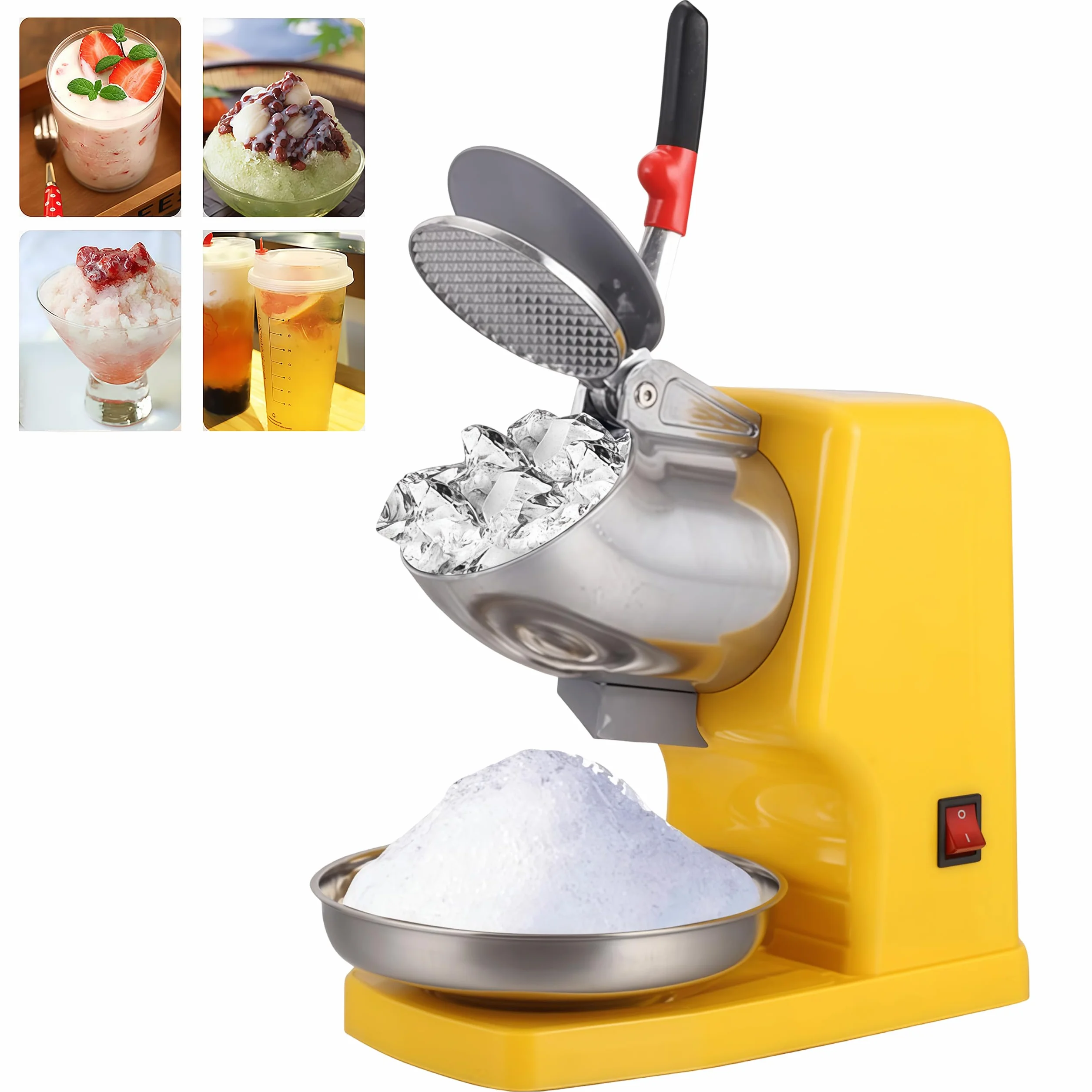 Tritaghiaccio Elettrico a 8 Lame 500 W 2200 giri/min Raspa per Ghiaccio 85 kg/h Crushed Ice Maker con Contenitore per Smoothie Bevande Fredde Tè al Latte e Miscelazione Bar