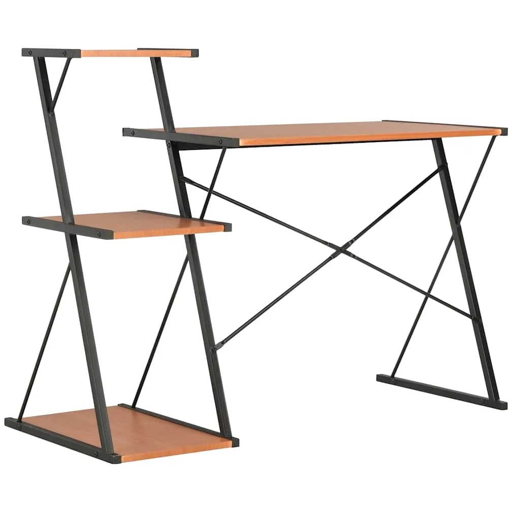 Scrivania con scaffale, 116 x 50 x 93 cm, per computer portatile, monitor e documenti, struttura in acciaio verniciato a polvere, spazio per raccoglitori