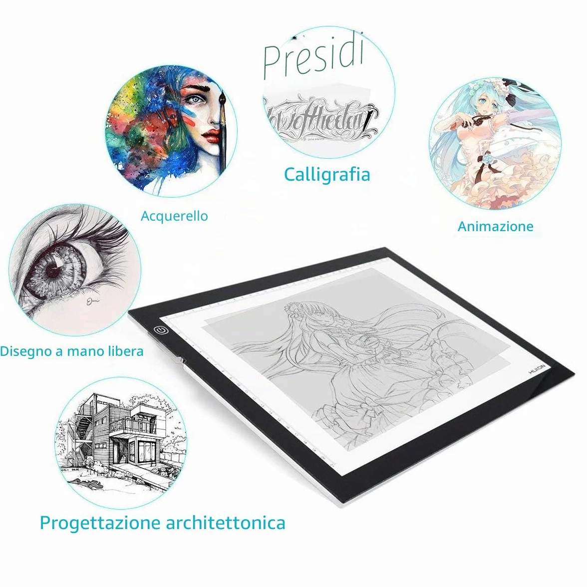HUION Tavoletta Grafica A3 Scatola Luminosa LED con Luminosità Regolabile per Disegno Tracciamento