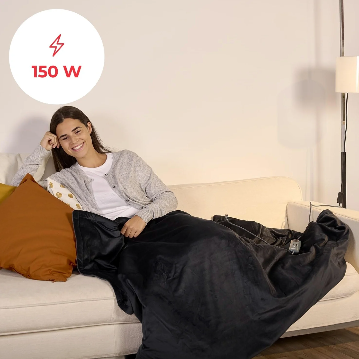 Solac - Coperta elettrica termica digitale 150W | 10 livelli di calore | Timer 9h | Autospegnimento | Lavabile in lavatrice | Morbida flanella 120x160 cm | Protezione surriscaldamento