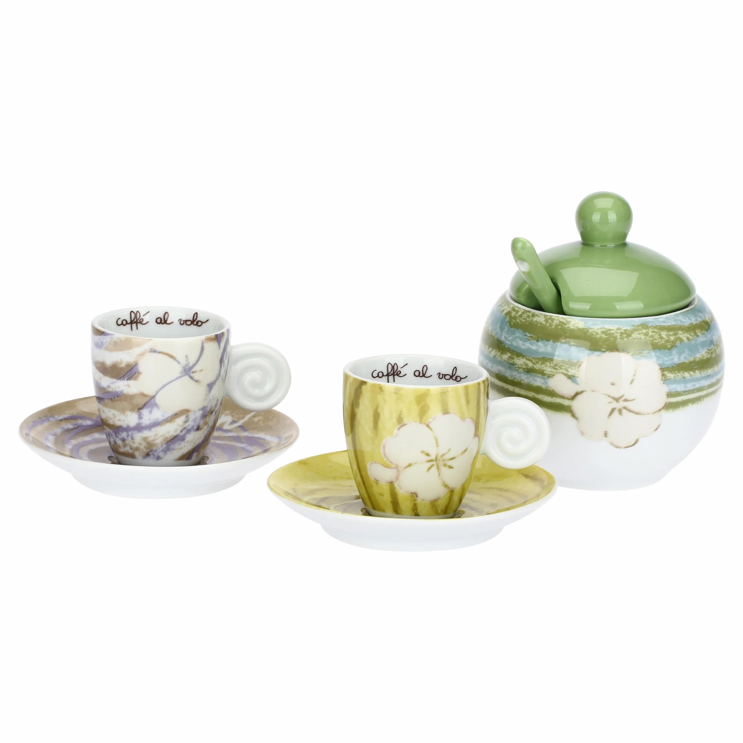 THUN Set 2 tazzine con zuccheriera Oasi Porcellana 6x9cm 12cm 13cm