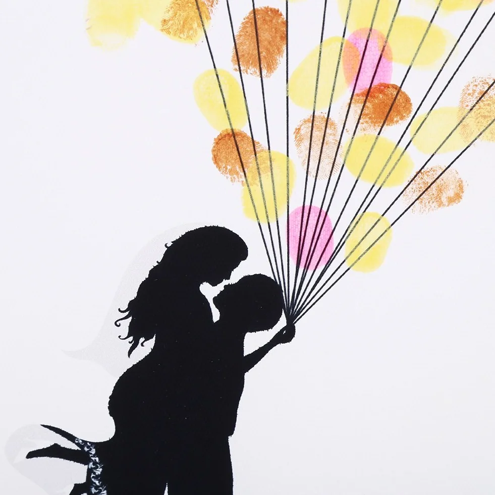 Yosoo Tela per Pittura con Impronte Digitali, Poster con Firma per Invitati al Matrimonio con Tampone di Inchiostro A 6 Colori per Anniversario di Matrimonio