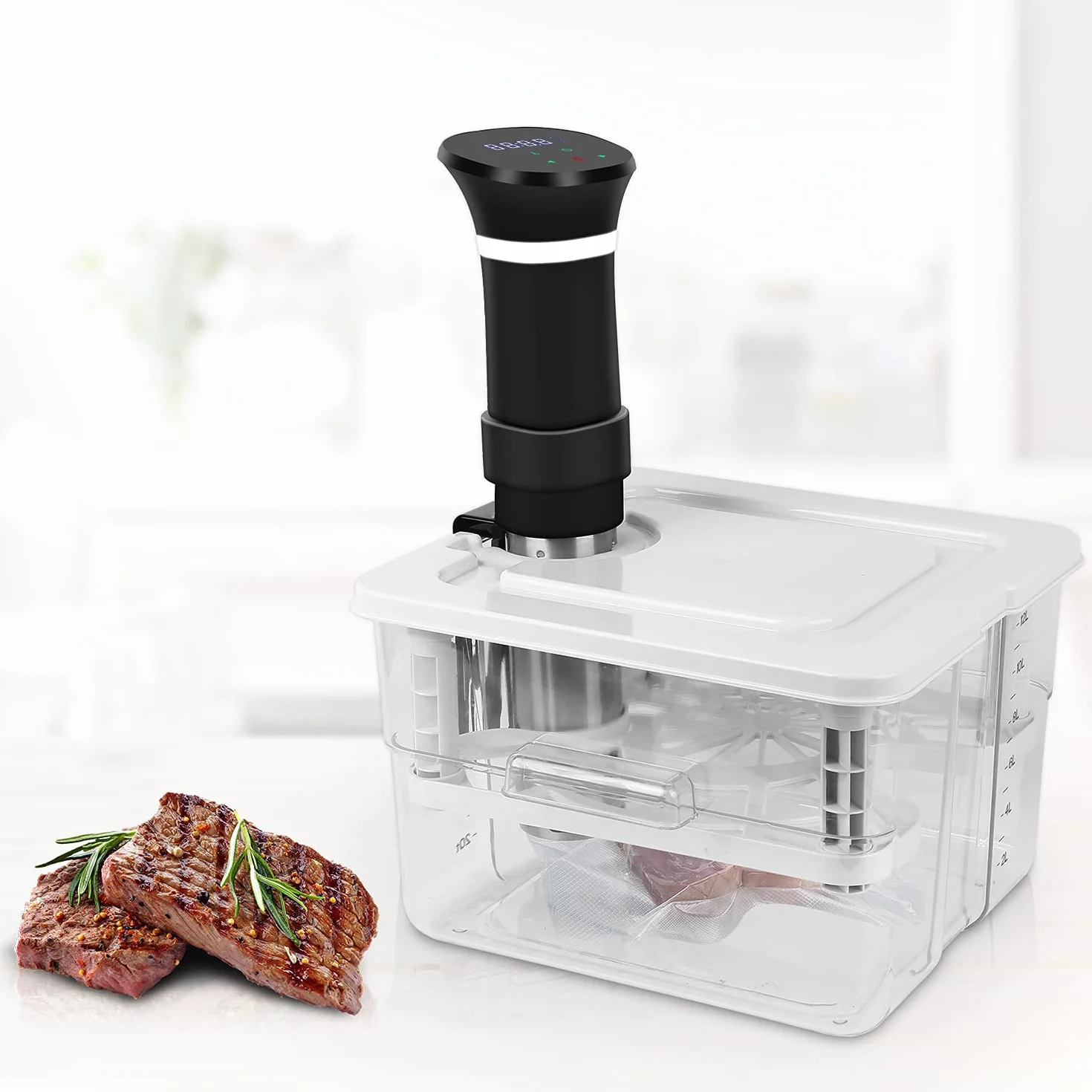 Sous Vide Contenitore Set 12L 7 in 1 con Coperchio e Griglia per Roner Professionale