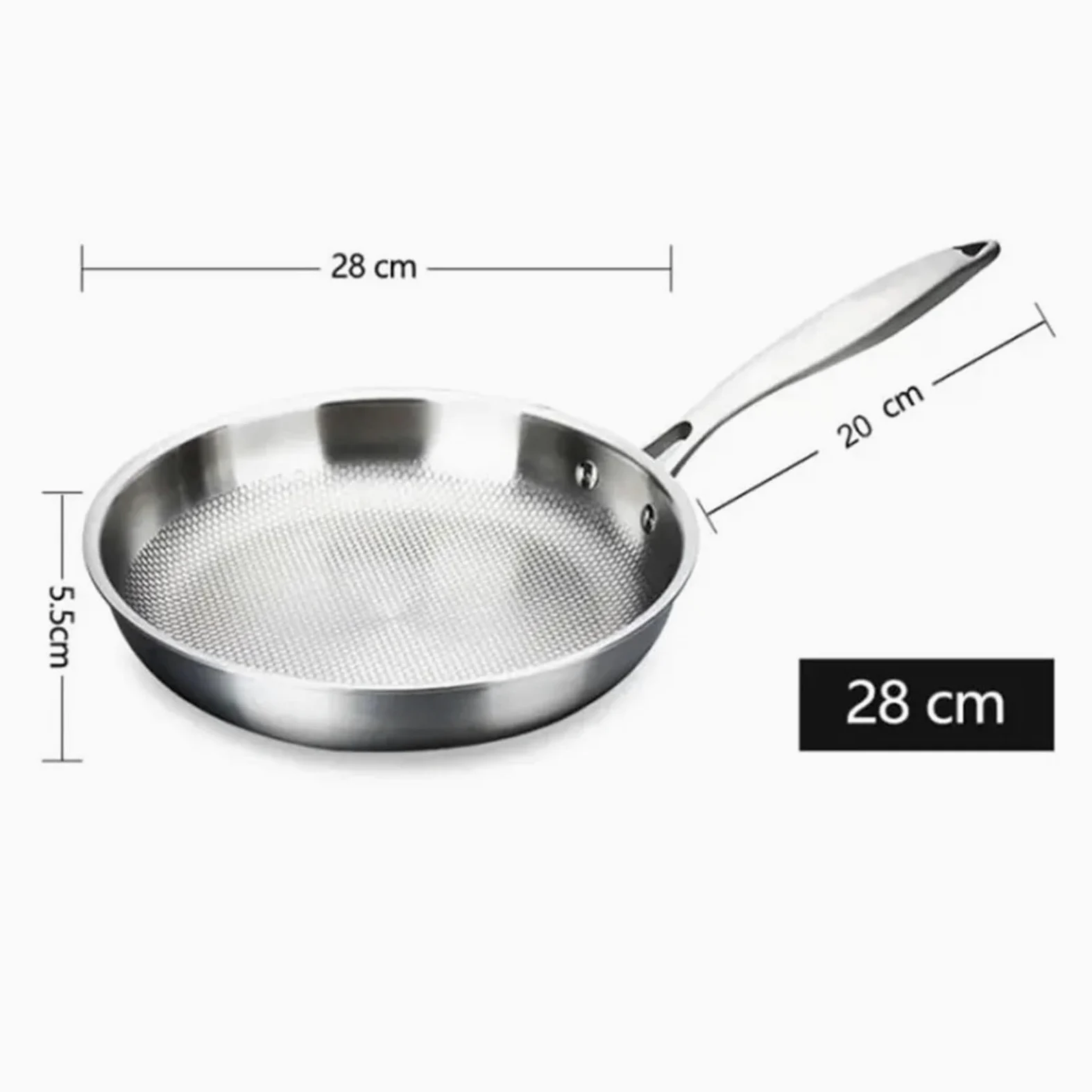 padella acciaio inox Padella antiaderente in acciaio inox 304 da 28/30 cm, senza rivestimento, for friggere uova e bistecche, adatta a fornelli a gas a induzione(28cm)