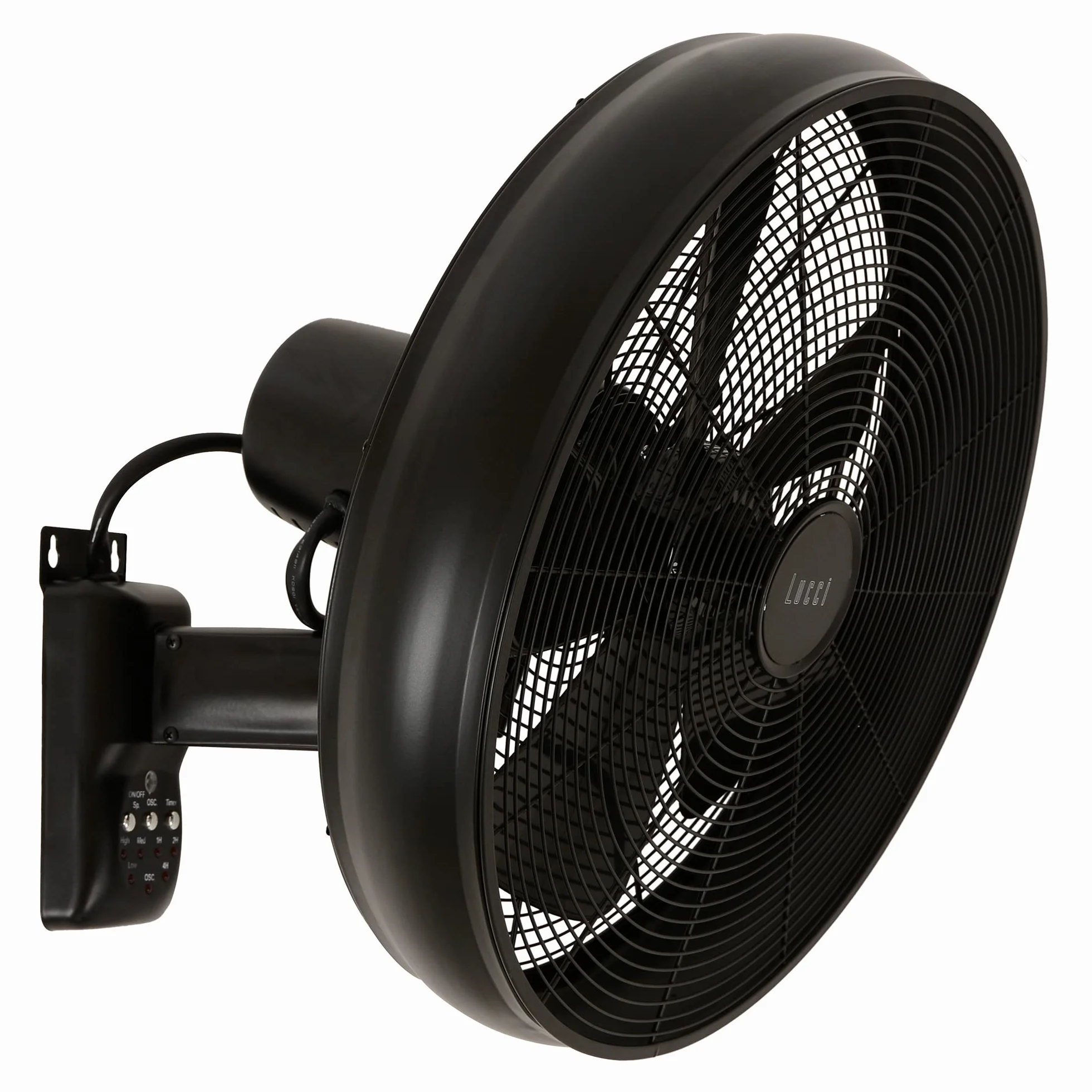 LUCCI AIR Breeze Ventilatore da Parete con Telecomando, Acciaio, Nero