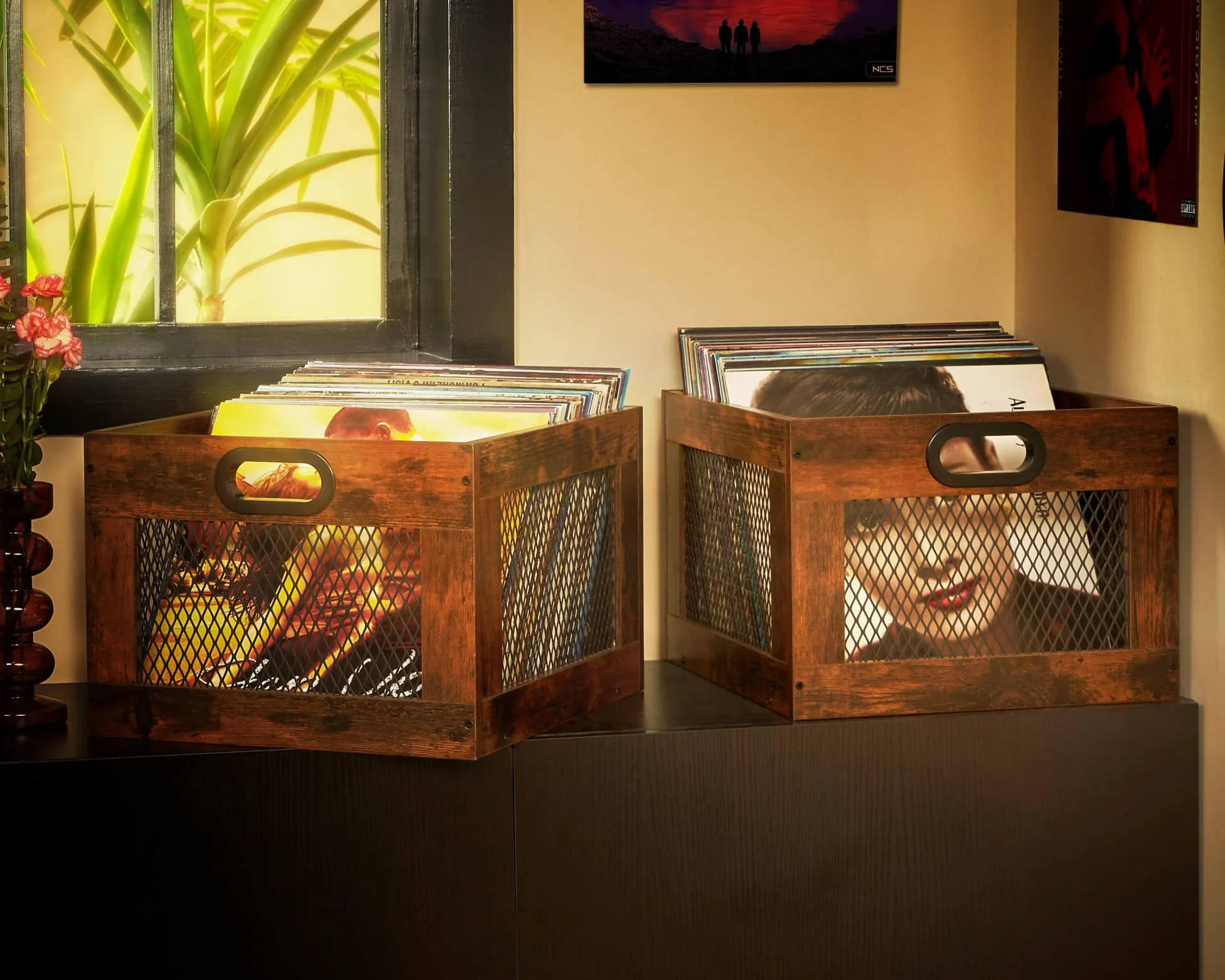 3IngSeagulls 200+ album di archiviazione per dischi in vinile, durevole e affidabile casse per dischi in vinile, scatola portaoggetti per dischi Lp Cube Record Organizer, confezione da 2
