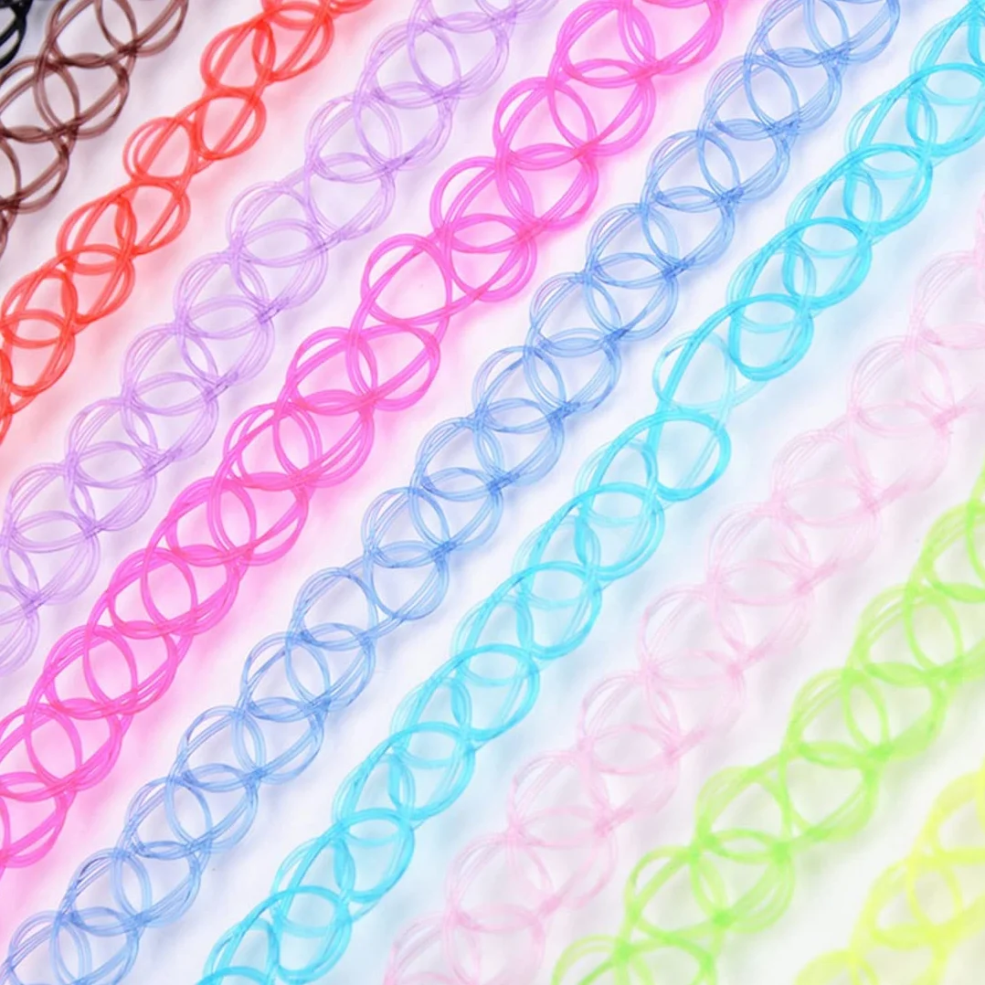 Collana girocollo elastica arcobaleno gioielli moda per bambini donne gomma plastica
