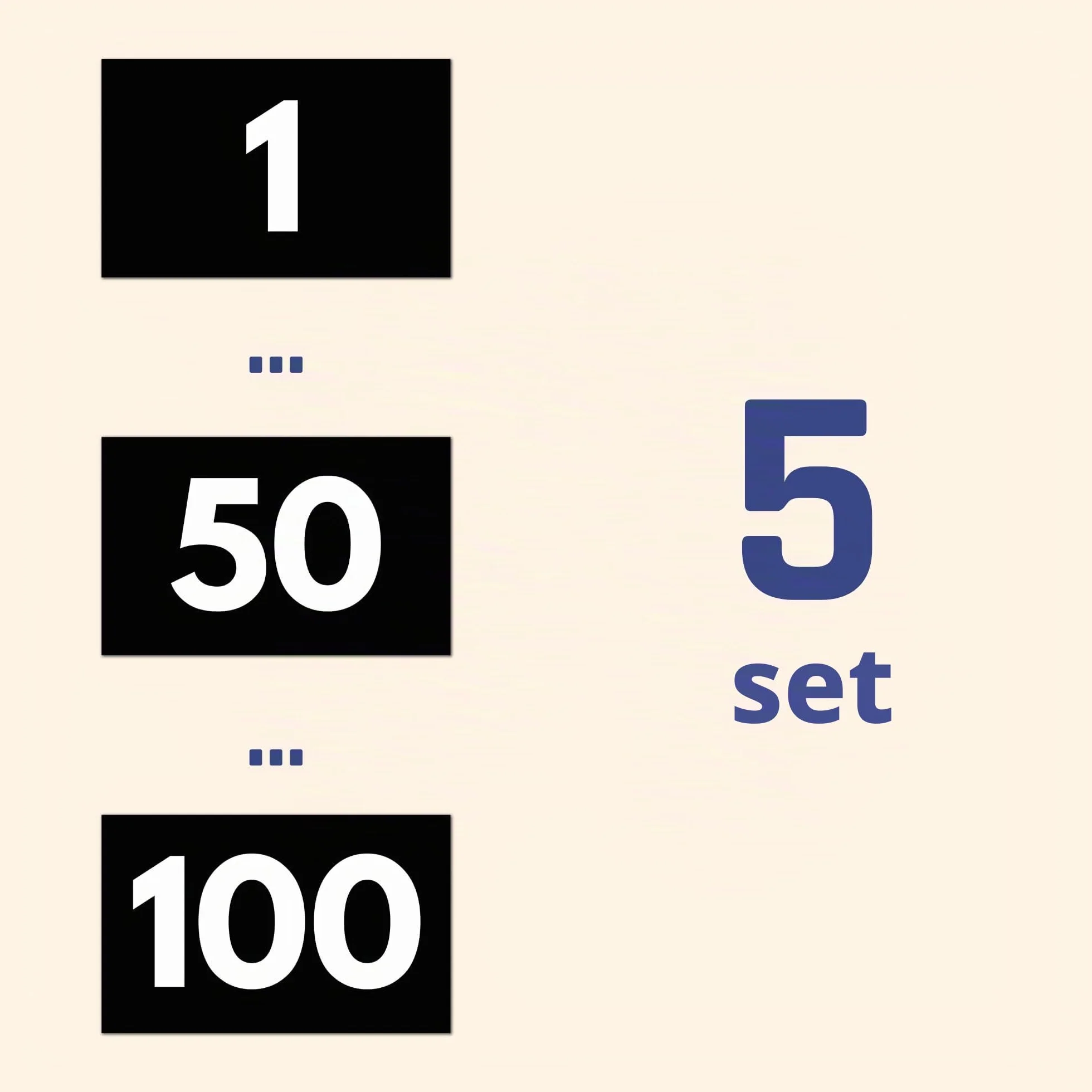5 Set - Numeri Adesivi 1-100, Vinile Impermeabile - Bianco, 40 x 25 mm