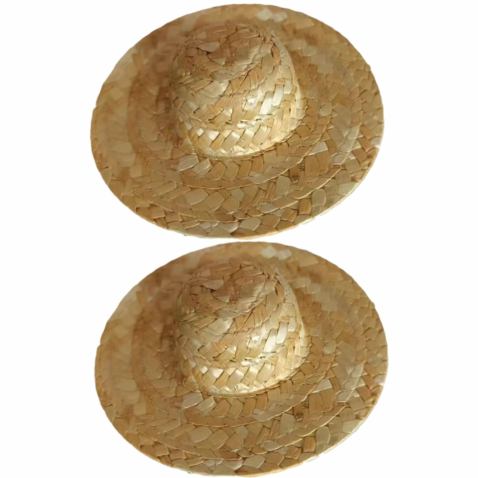 Mini Cappello di Paglia 2pcs 2x1 Pollici di Brim -Brim -Cappelli Intrecciati in Mini Cappelli da Mini di Paglia per Mestieri, Bottiglie di Vino, Decorazioni, Gioielli/Accessori per Bambole