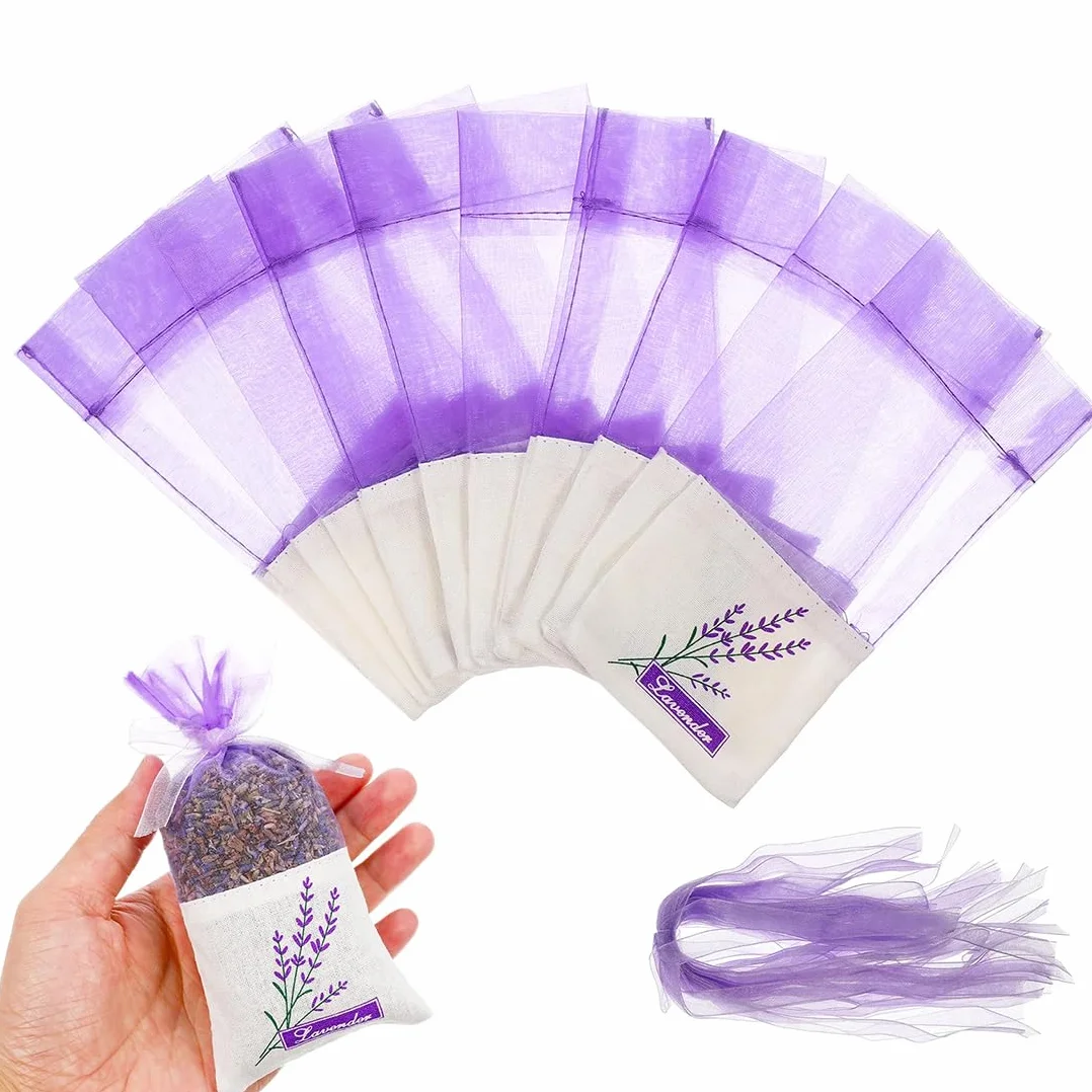 10 Sacchetti di Organza Profumati per Lavanda e Spezie