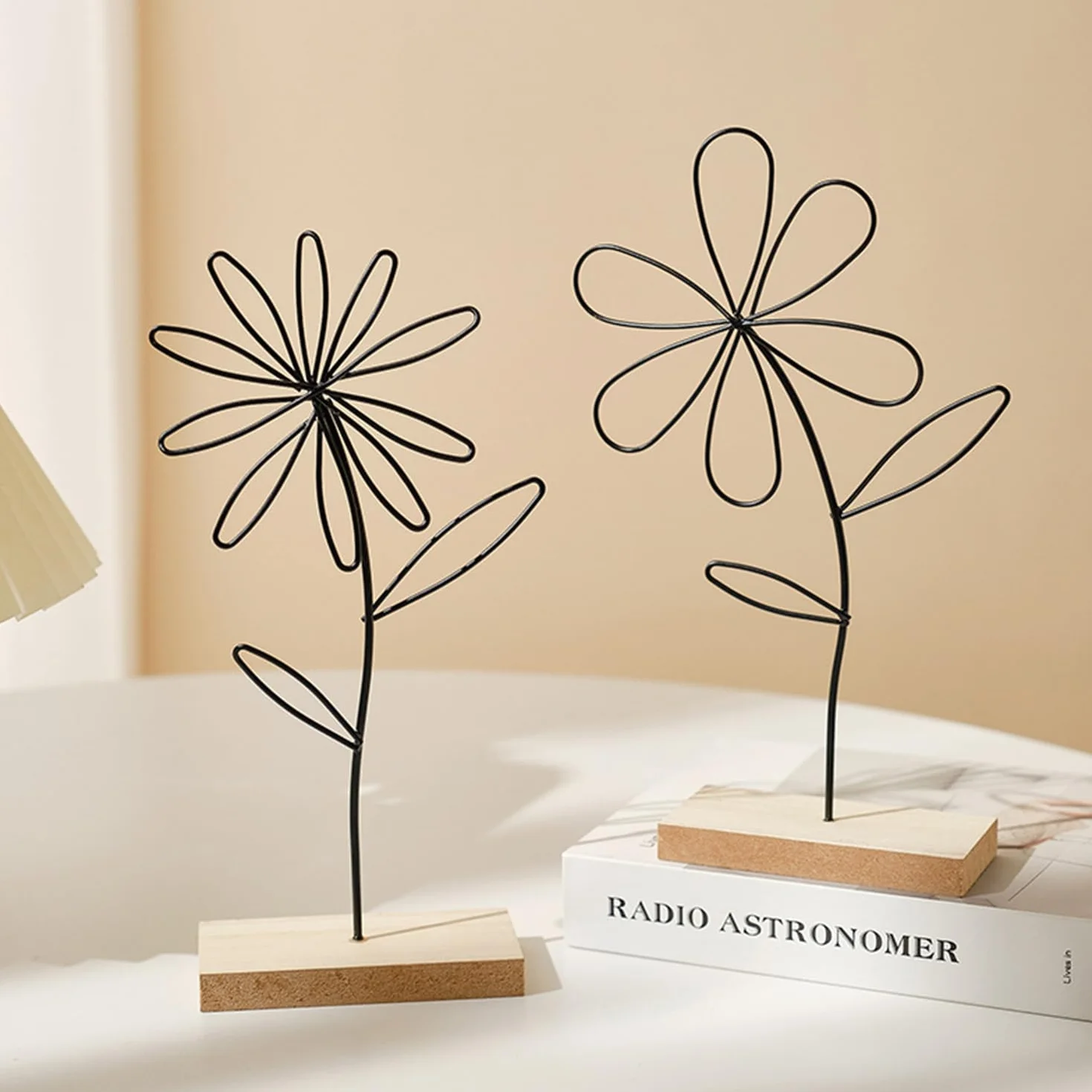 2 pezzi decorazione floreale in ferro battuto con pavimento in legno, semplice fiore in ferro battuto, adatto per camera da letto, soggiorno