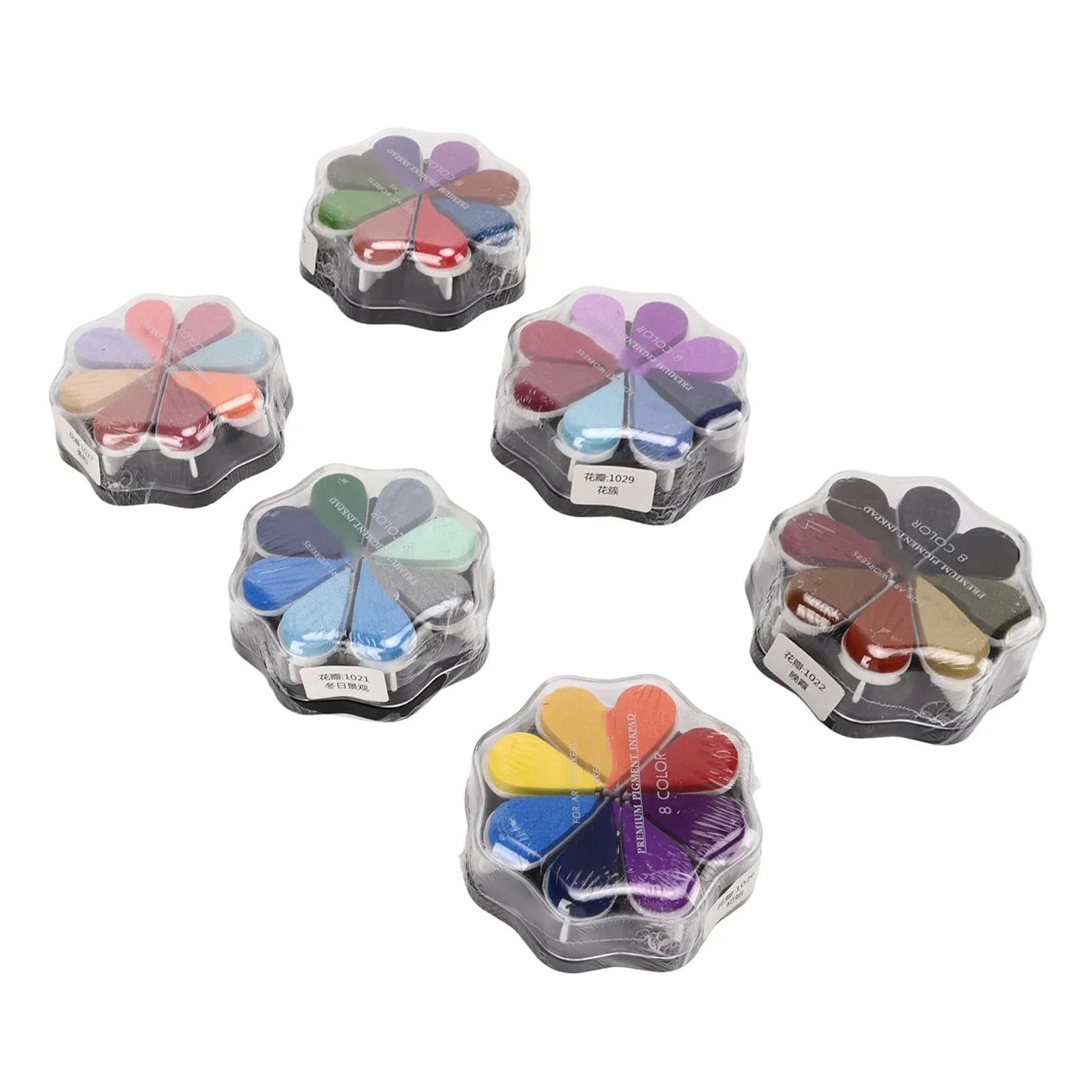 Tampone di inchiostro, 48 tamponi di inchiostro a petalo di colori metallici, confezione individuale Tampone di inchiostro per timbri a forma di fiore da colorare fai-da-te