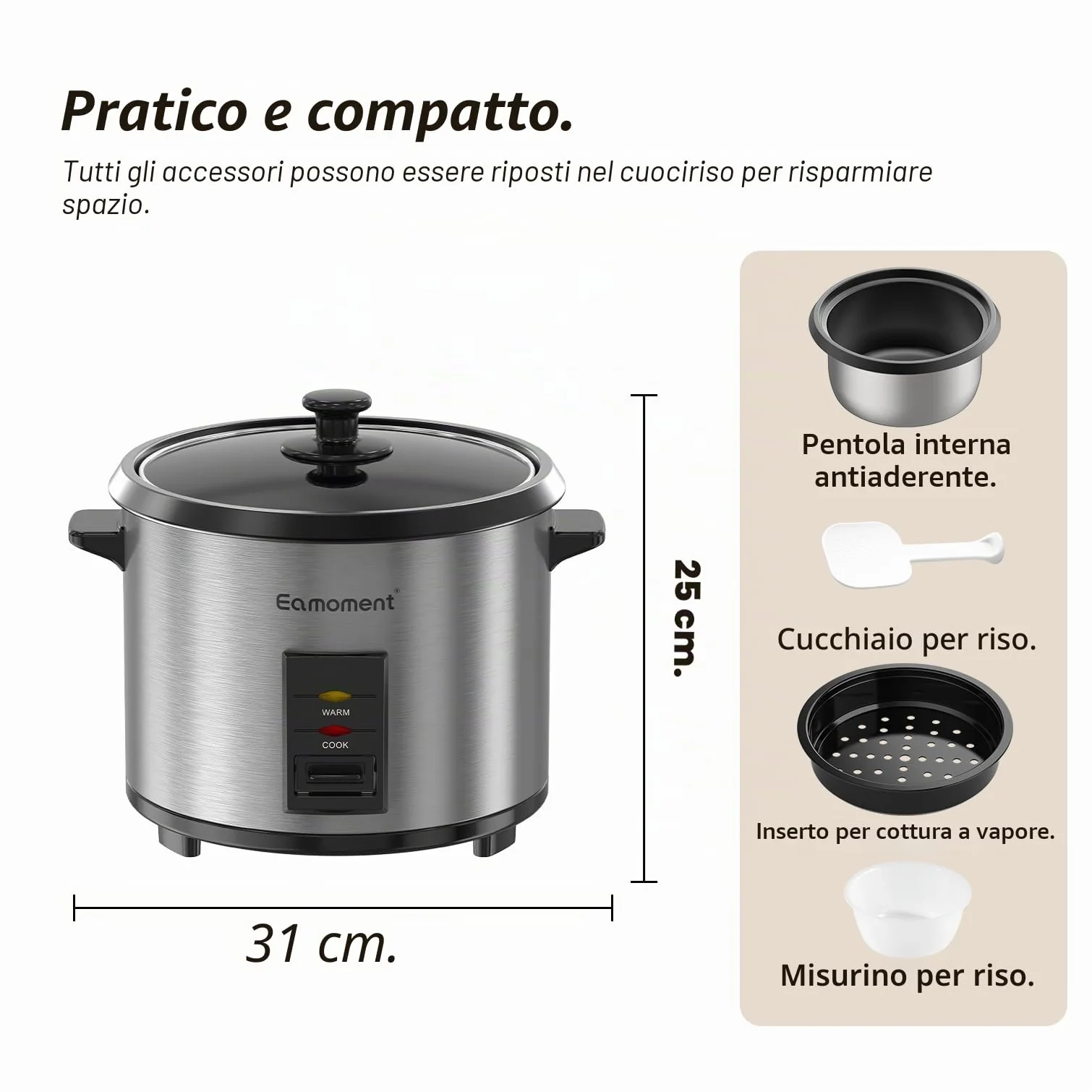 Cuociriso e Vaporiera 2 in 1 ERC-10CSL 700W 1.8L