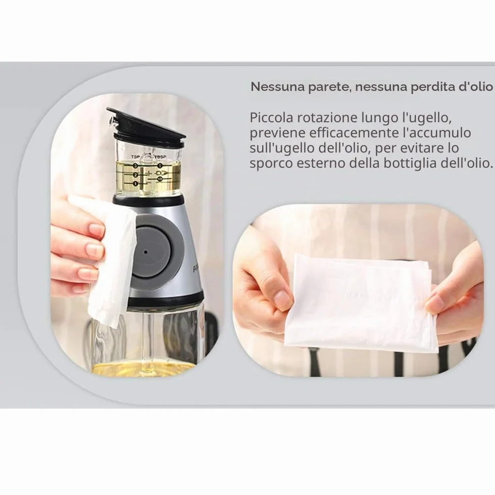 Bottiglie Erogazione Versatore Cucina Ampolla con Beccucci Antigoccia Bottiglia per AcetoMisura Cottura Trasparente Verdure Bilancia Senza Beccuccio (Argento, 250 ml/8,8 oz)