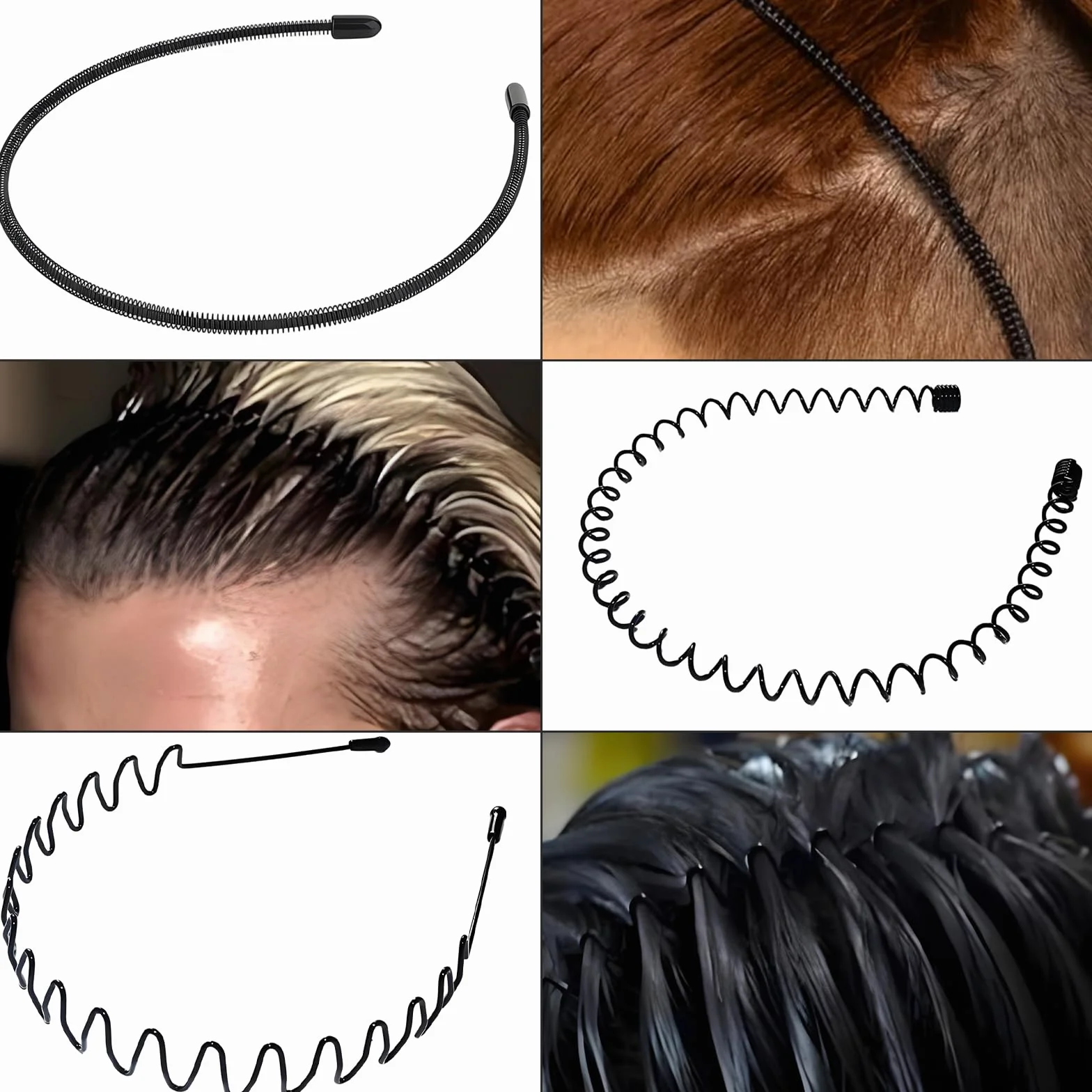 Cerchietti per Capelli 6 Pezzi, Antiscivolo Cerchietto Uomo Donna per Sport Yoga Trucco