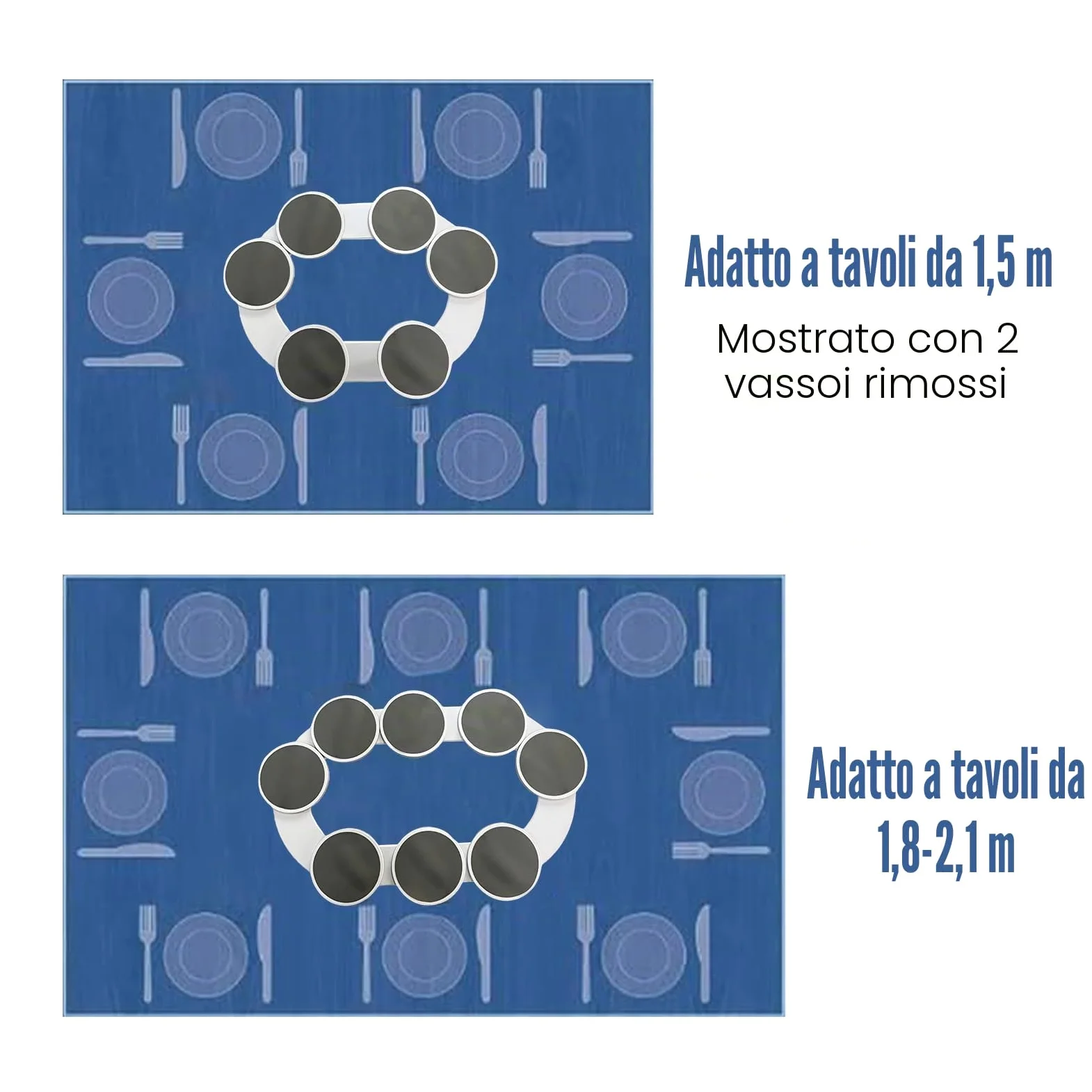 Lazy Susan - Giradischi per tavolo da pranzo, vassoio girevole per piatti rotanti, espandibile, per cucina e tavolo da pranzo, tazza portatile per cibo (A)